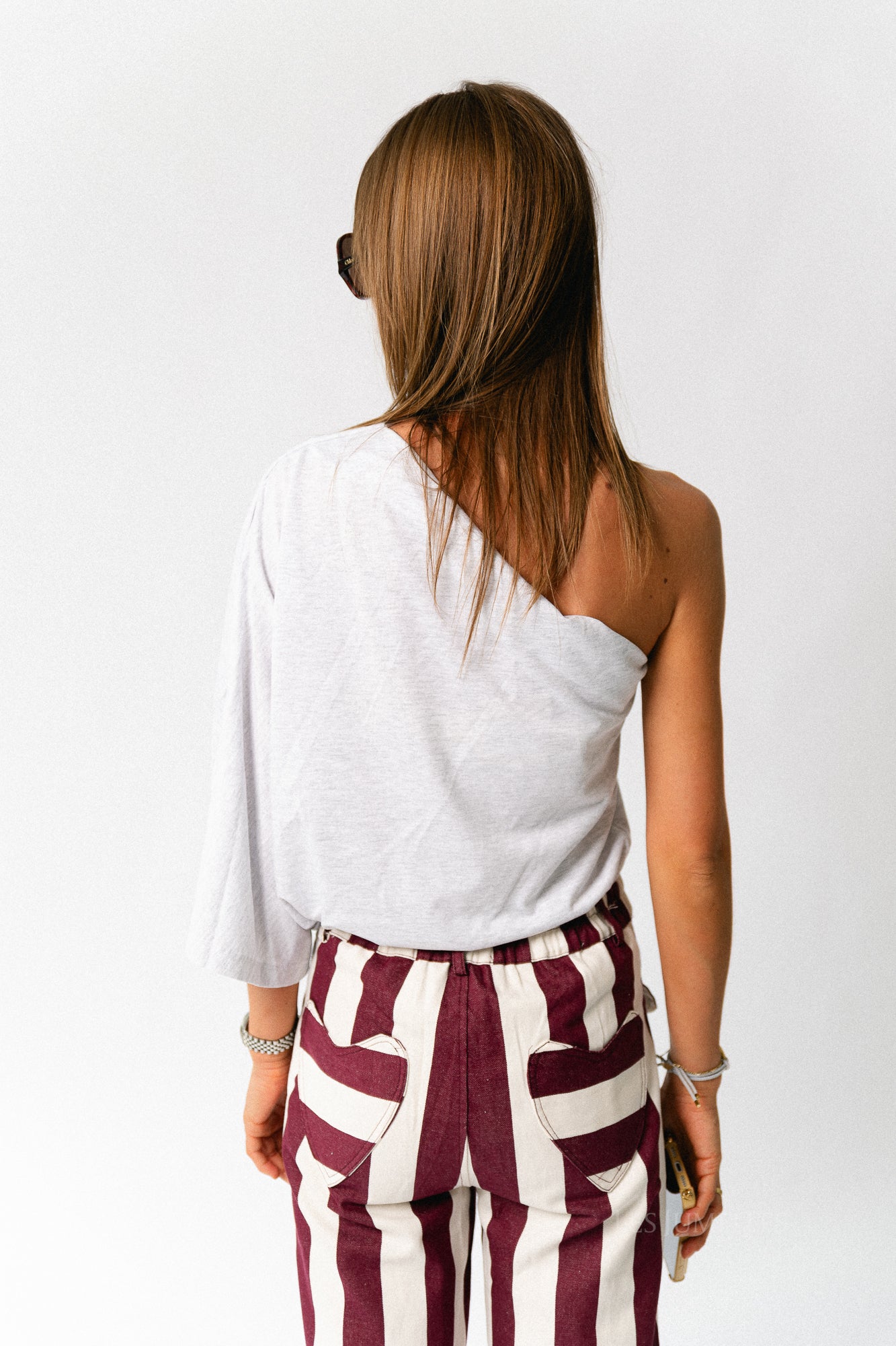 Celie one shoulder shirt light grey melange