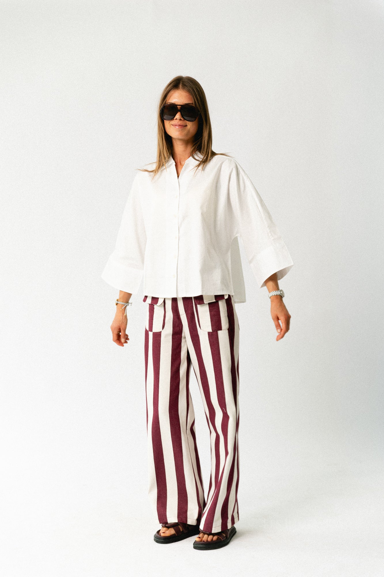 SLWEmilia oversize 3/4 shirt bright white