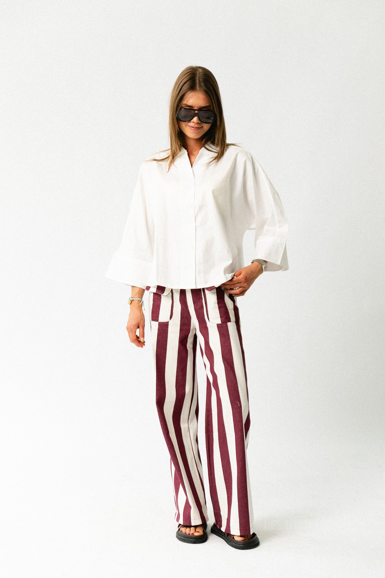 SLWEmilia oversize 3/4 shirt bright white