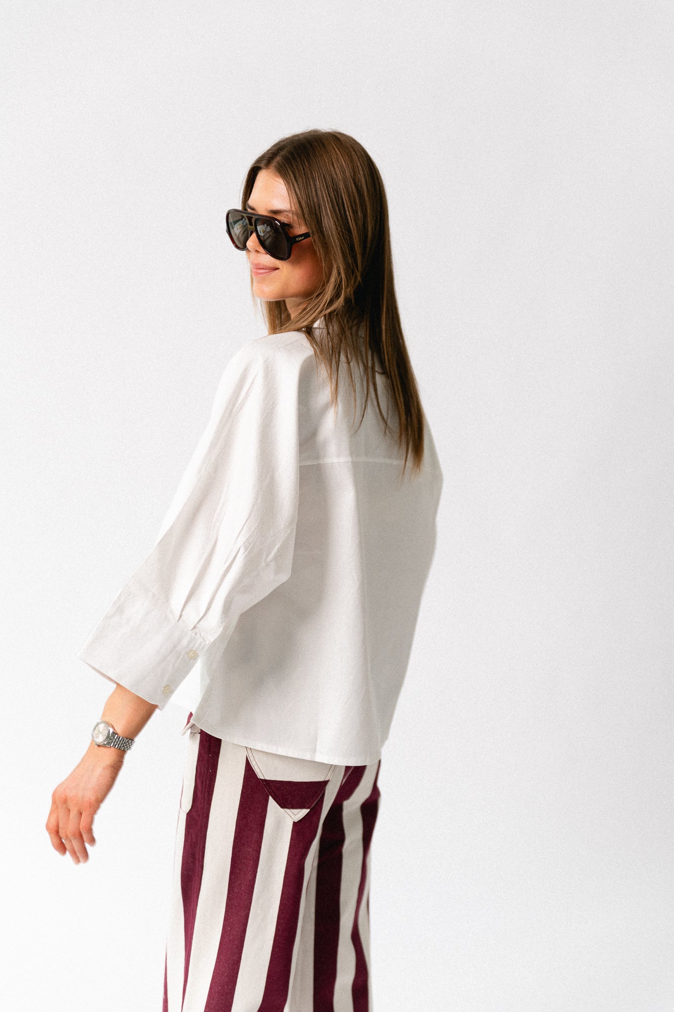 SLWEmilia oversize 3/4 shirt bright white