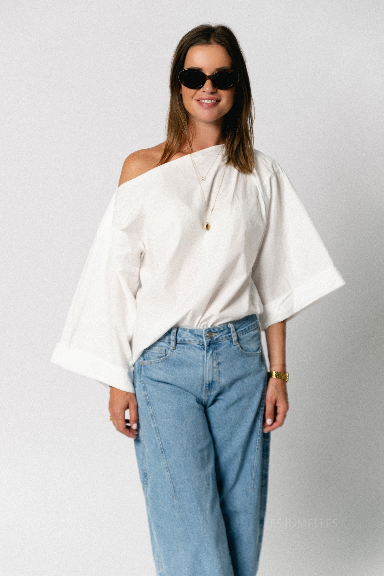 Myra off shoulder shirt white
