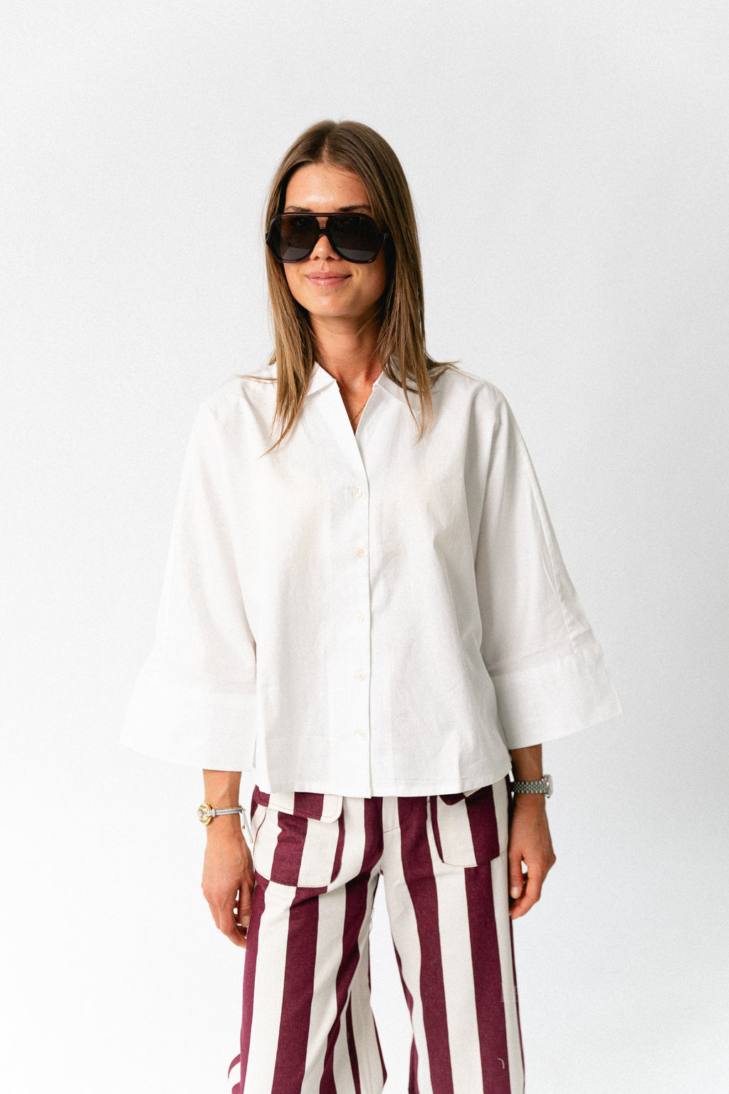 SLWEmilia oversize 3/4 shirt bright white
