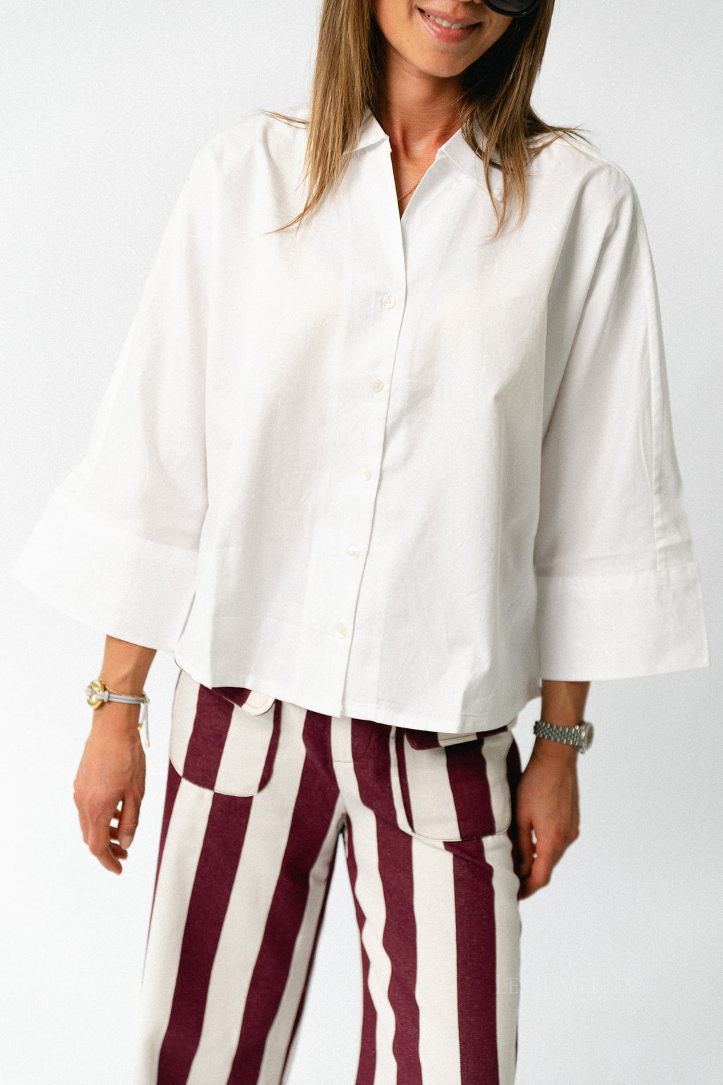 SLWEmilia oversize 3/4 shirt bright white