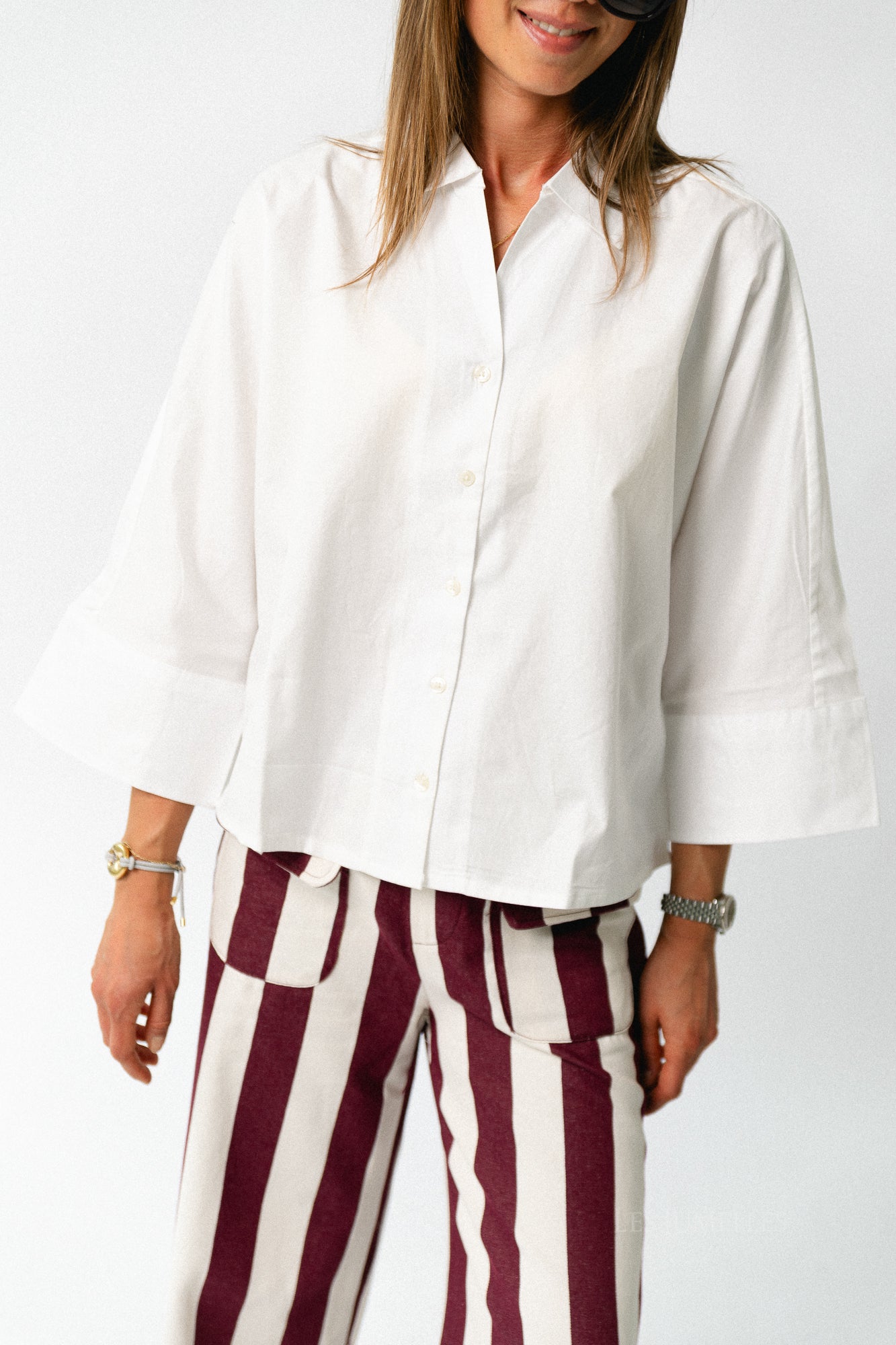 SLWEmilia oversize 3/4 shirt bright white
