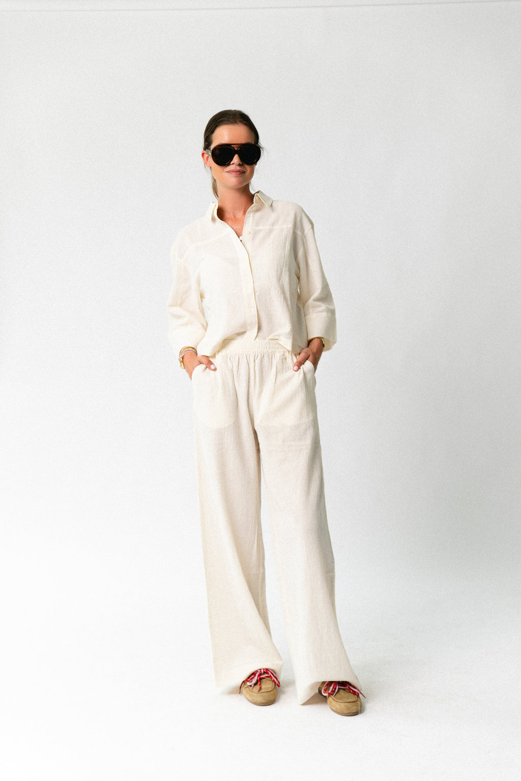 SLFFinnie MW wide sun pants egret