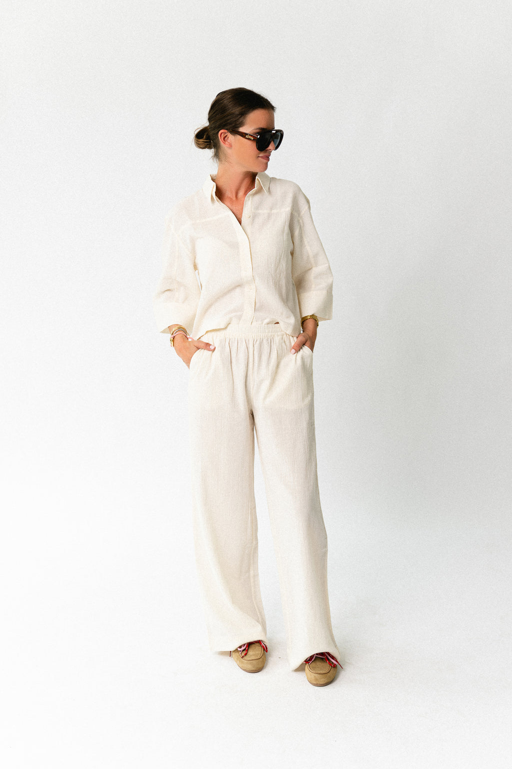 SLFFinnie relaxed 3/4 sun shirt egret