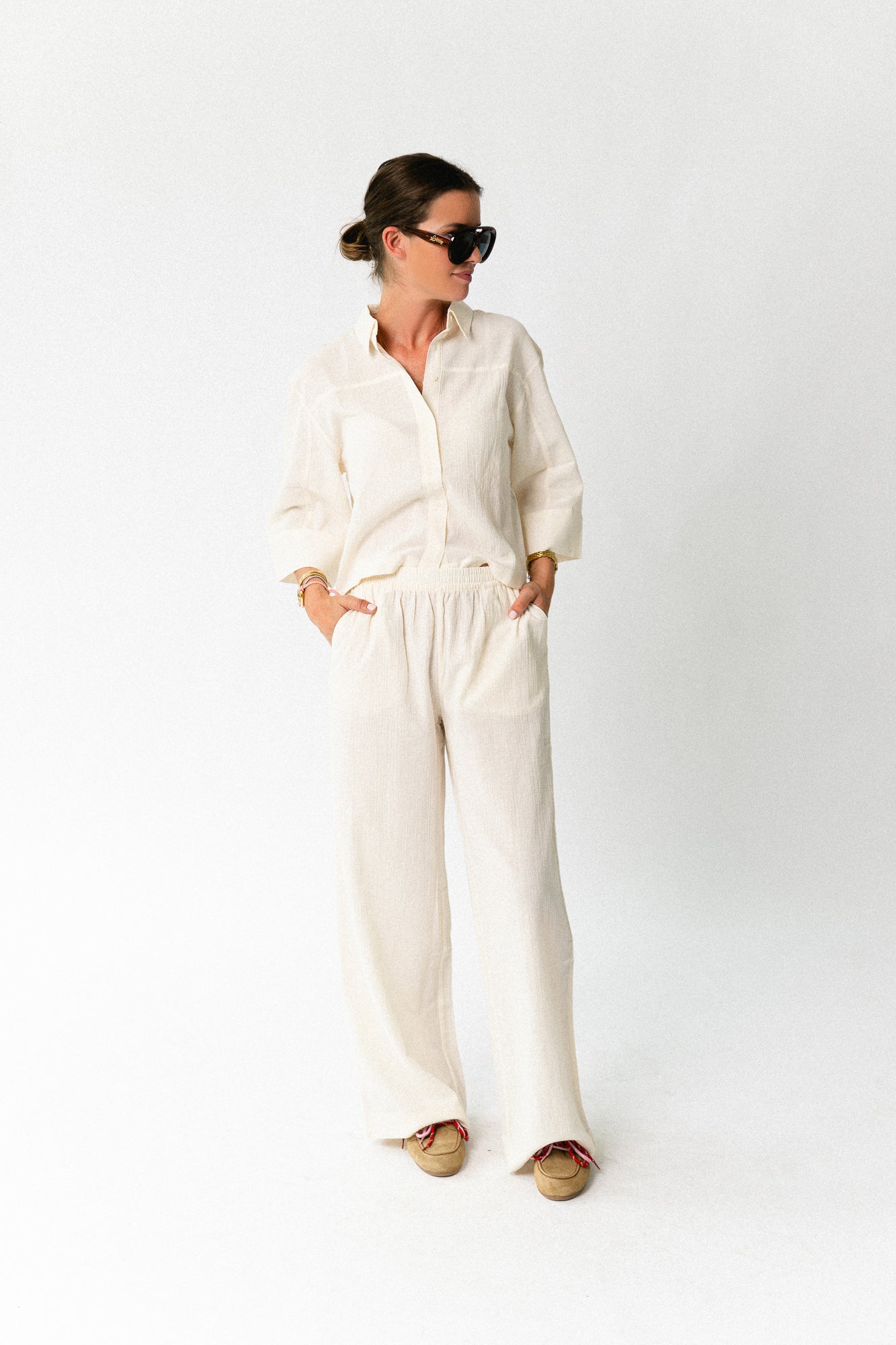 SLFFinnie relaxed 3/4 sun shirt egret