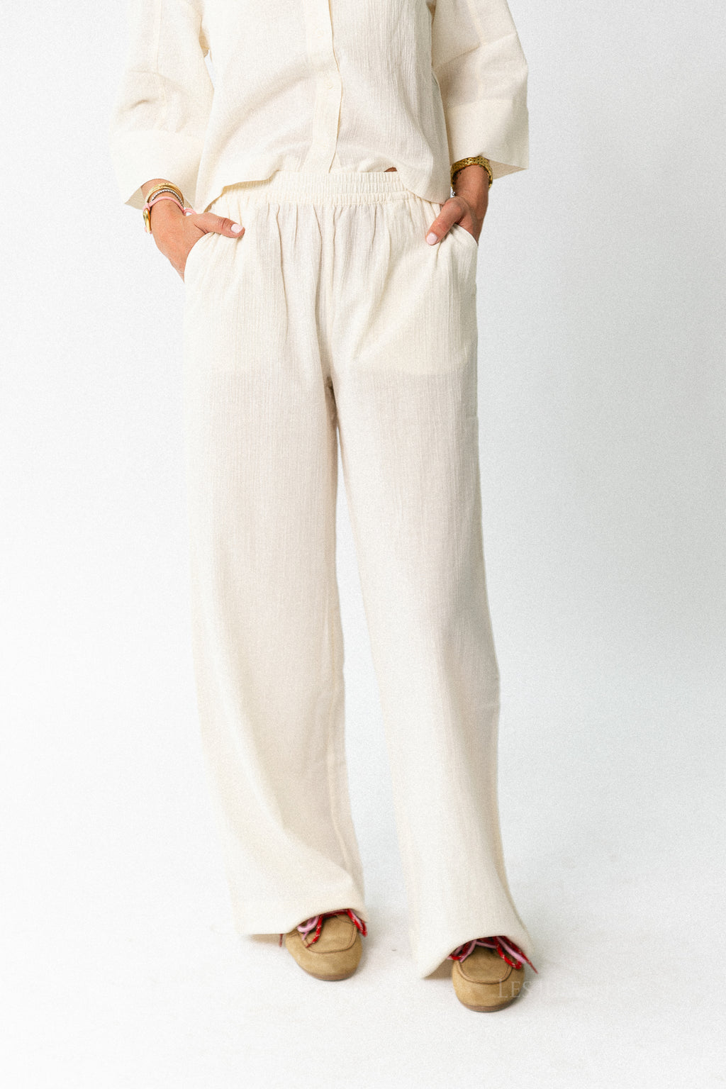 SLFFinnie MW wide sun pants egret