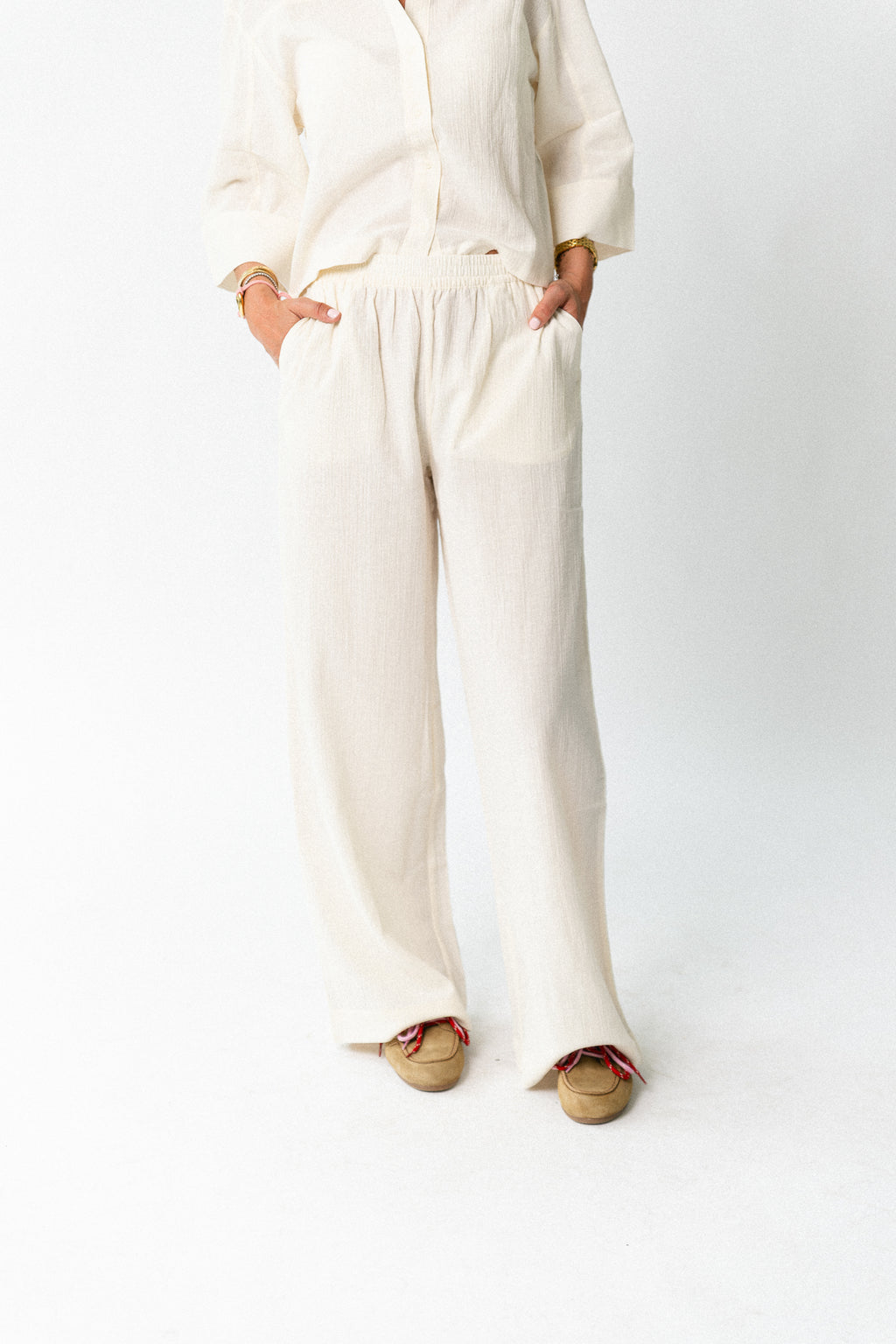 SLFFinnie MW wide sun pants egret