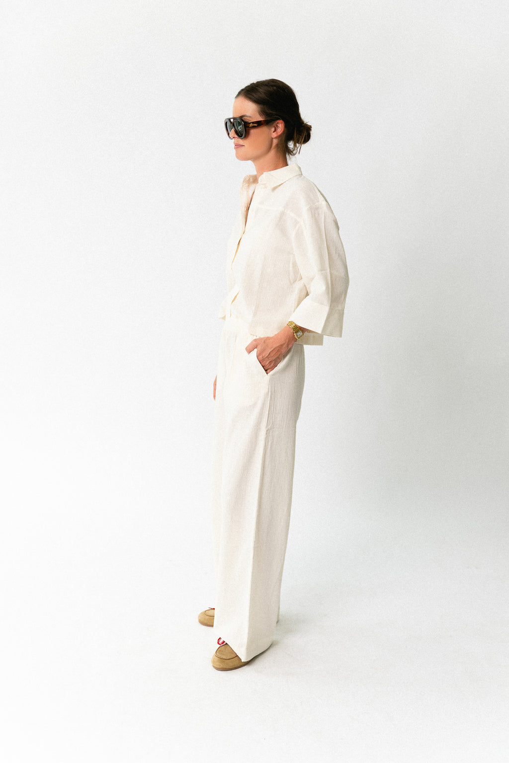 SLFFinnie relaxed 3/4 sun shirt egret