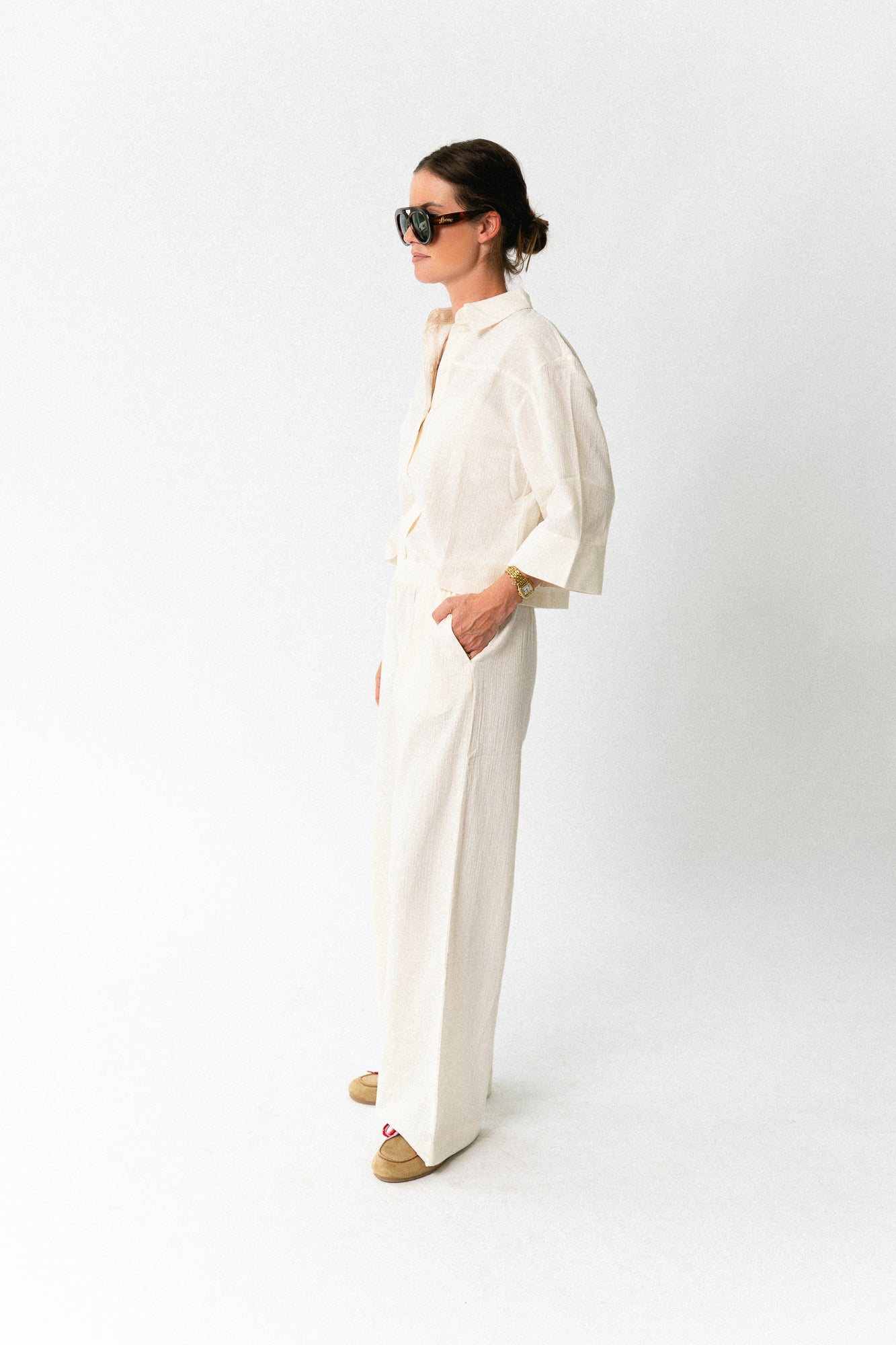 SLFFinnie relaxed 3/4 sun shirt egret
