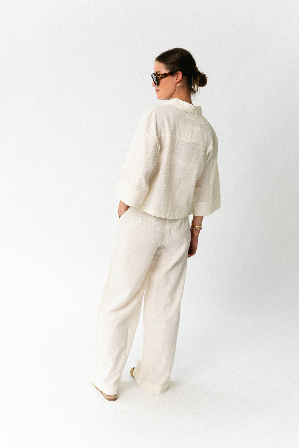 SLFFinnie MW wide sun pants egret