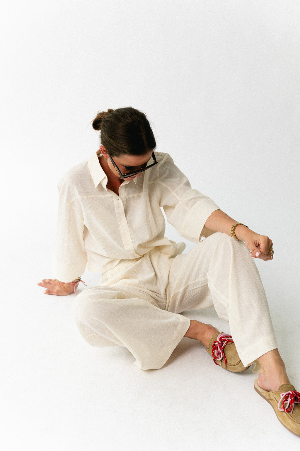 SLFFinnie MW wide sun pants egret