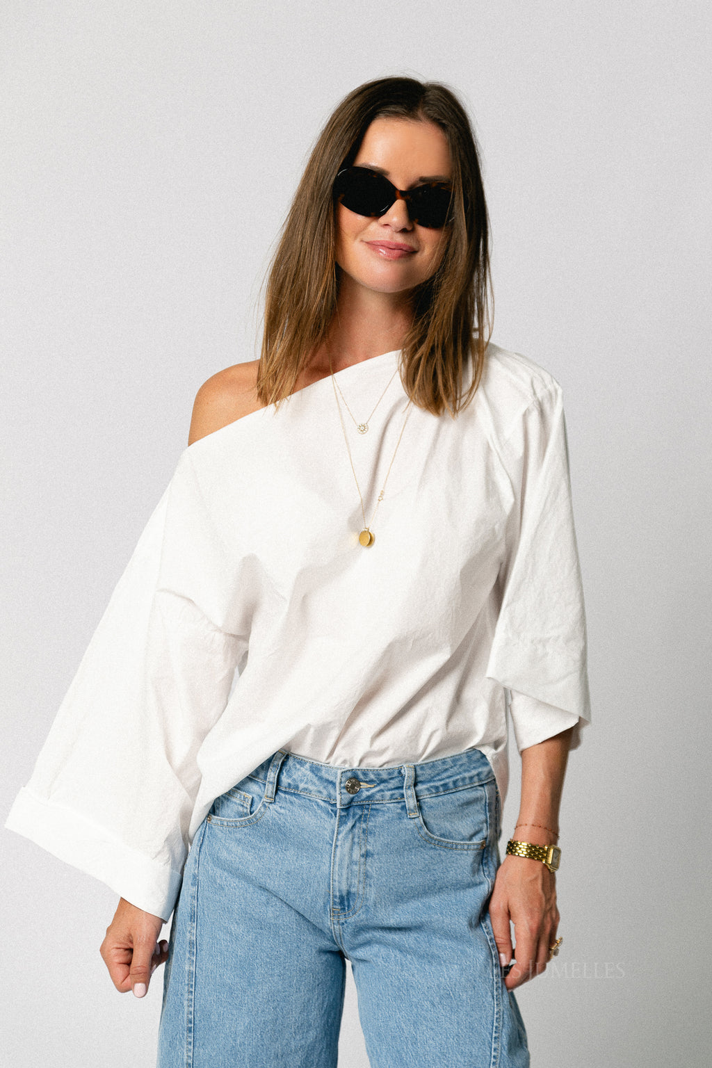Myra off shoulder shirt white