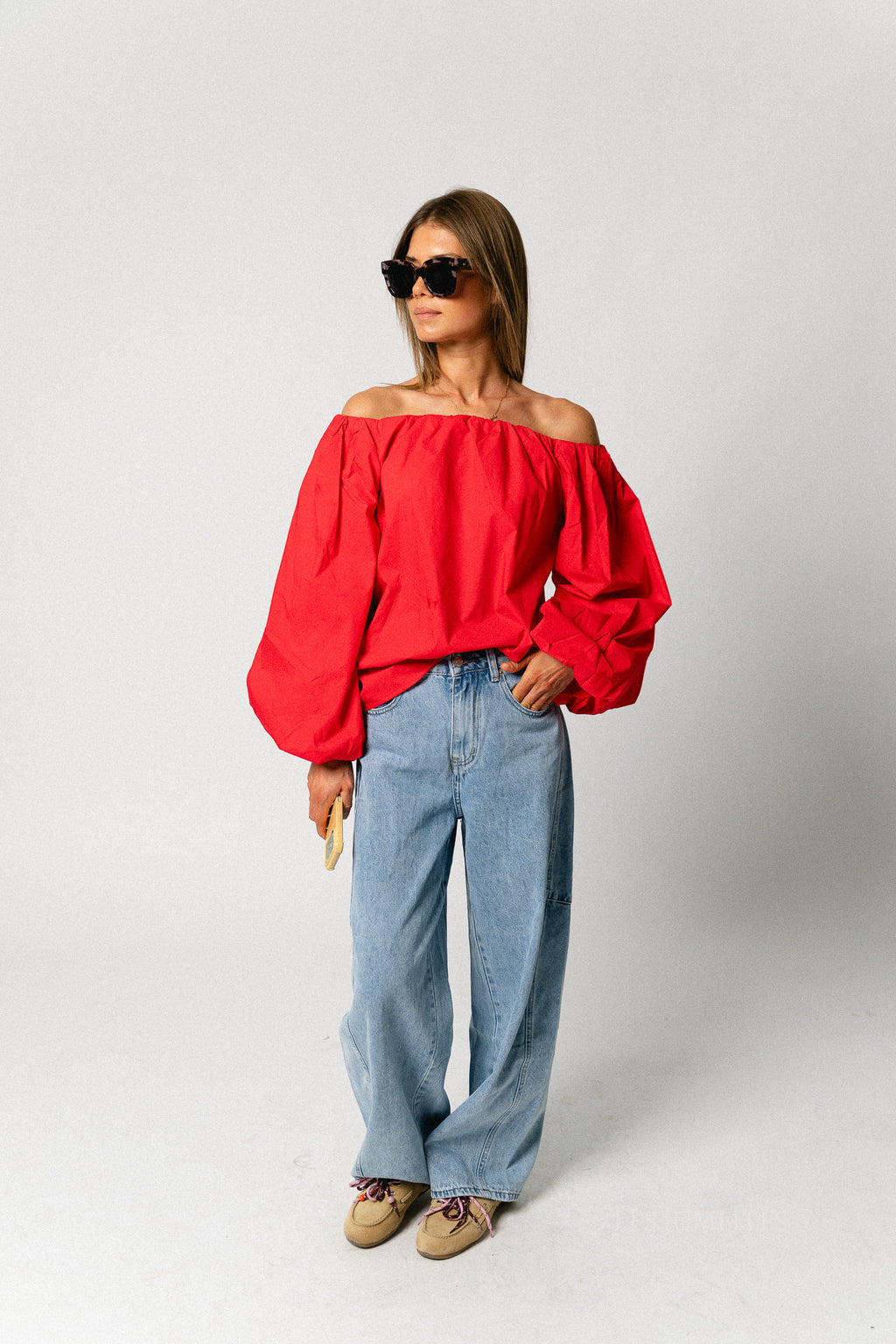 Fran off shoulder blouse rood
