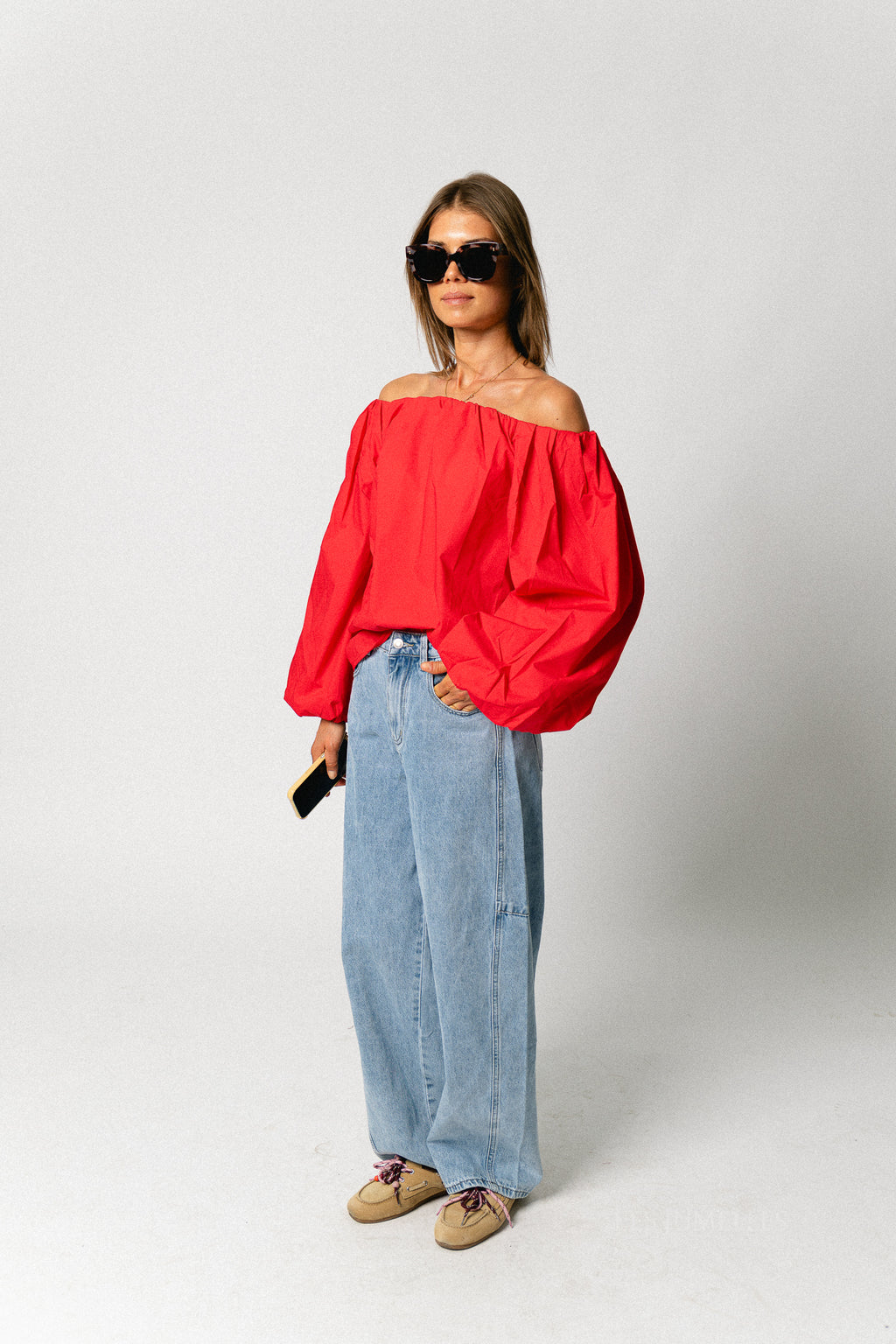 Fran off shoulder blouse rood