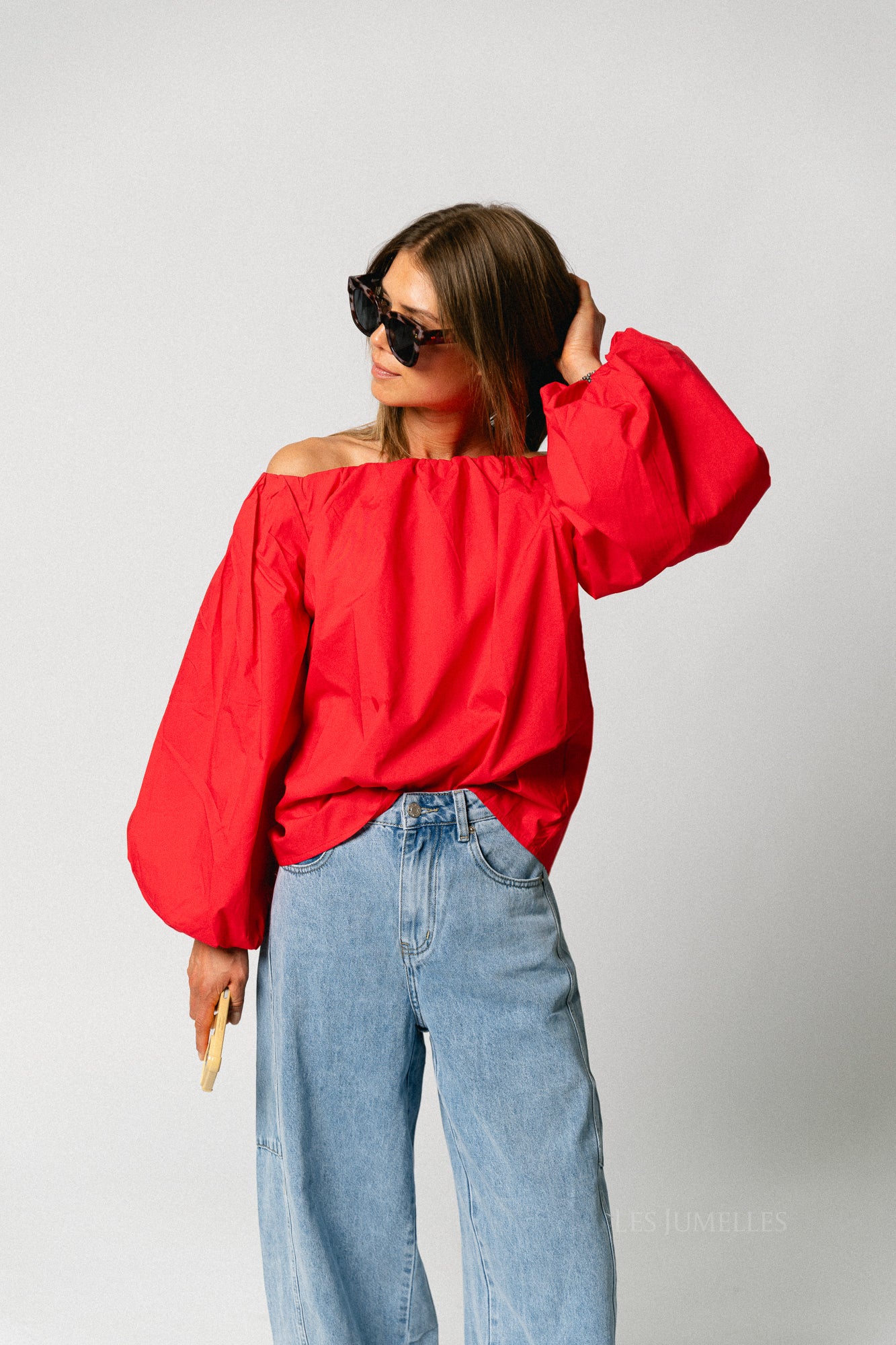 Fran off shoulder blouse rood