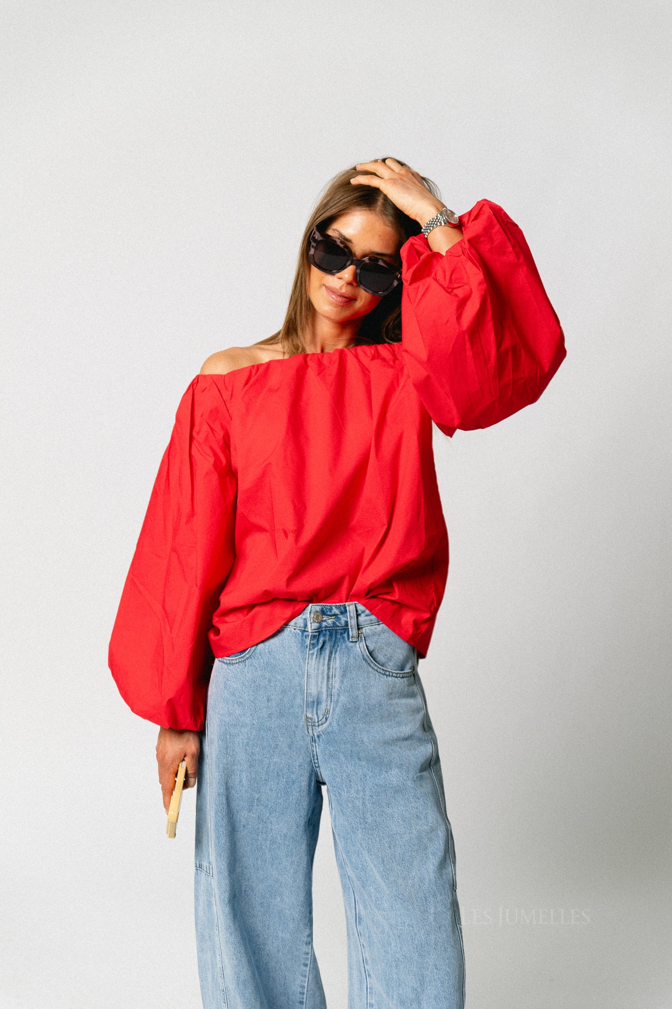Fran off shoulder blouse rood