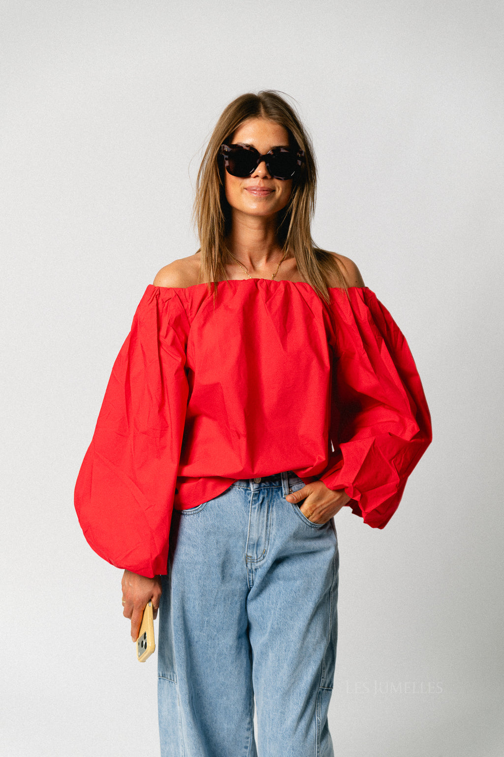 Fran off shoulder blouse rood