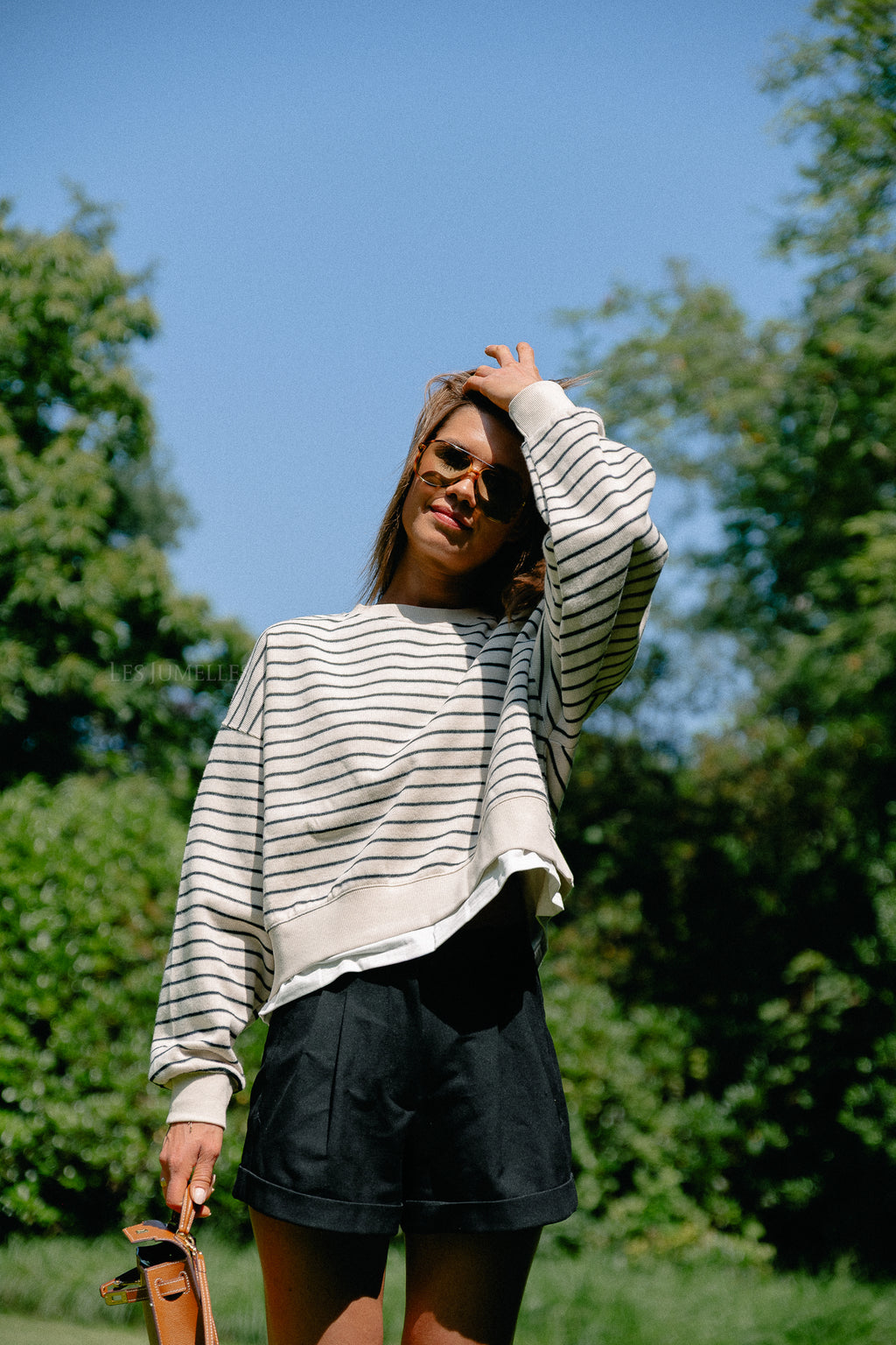Camille striped sweater ecru/black