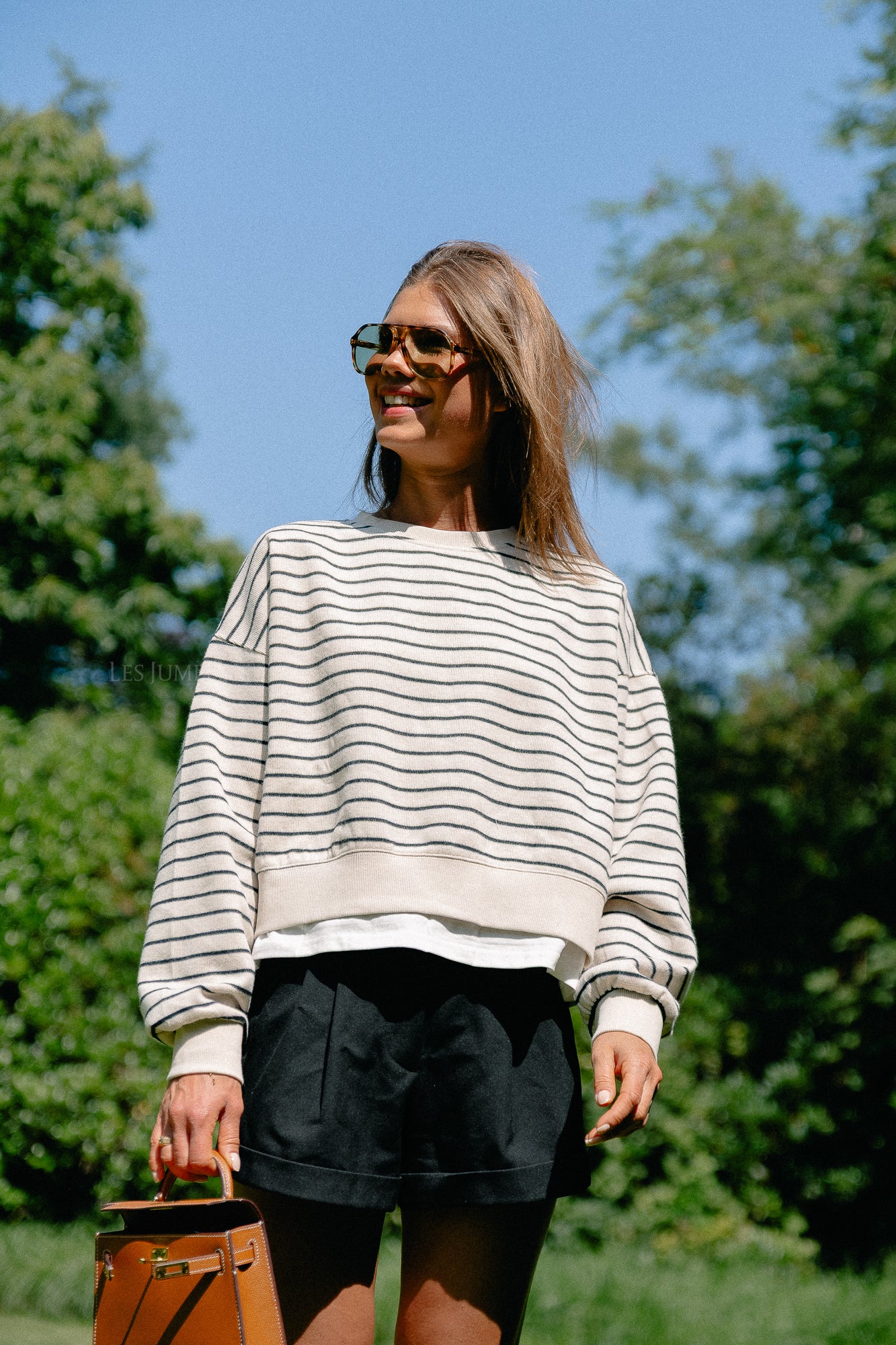 Camille striped sweater ecru/black