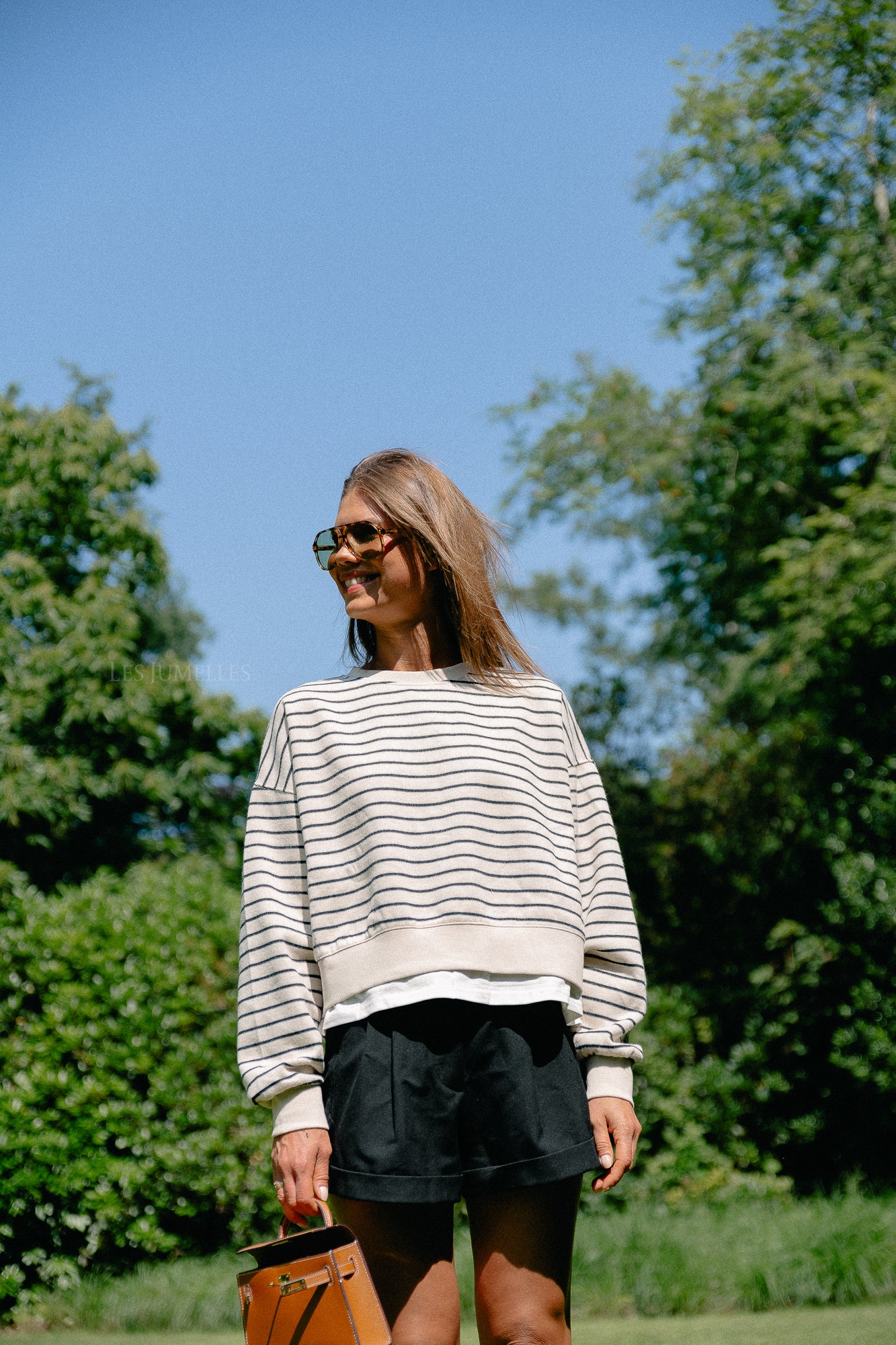 Camille striped sweater ecru/black