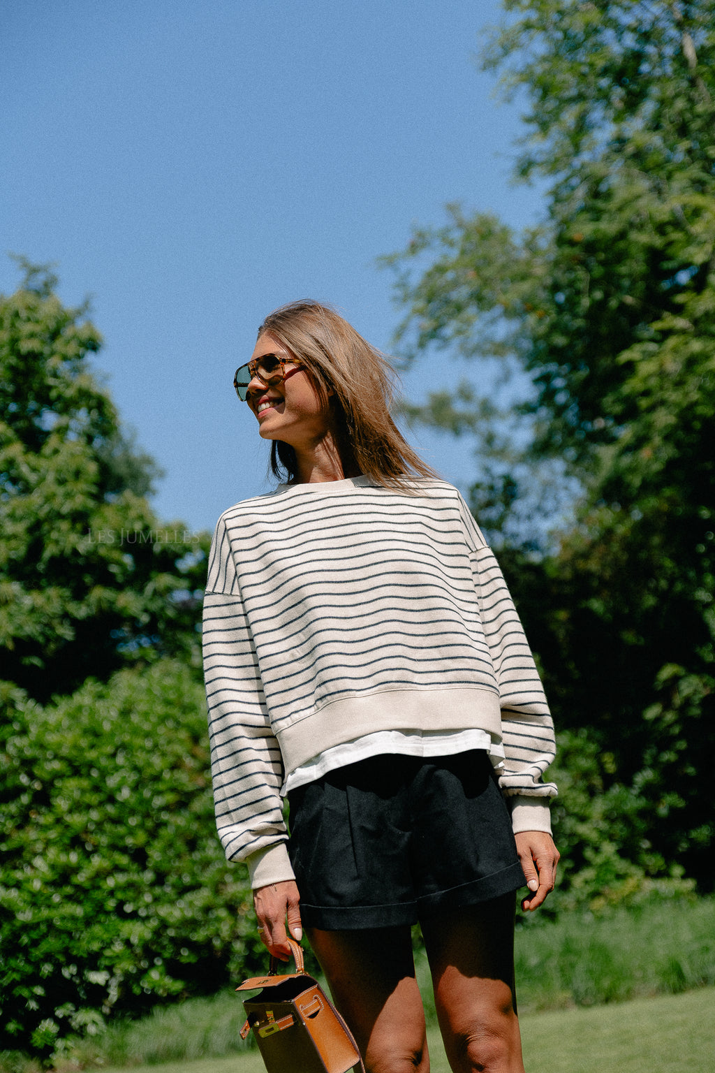 Camille striped sweater ecru/black