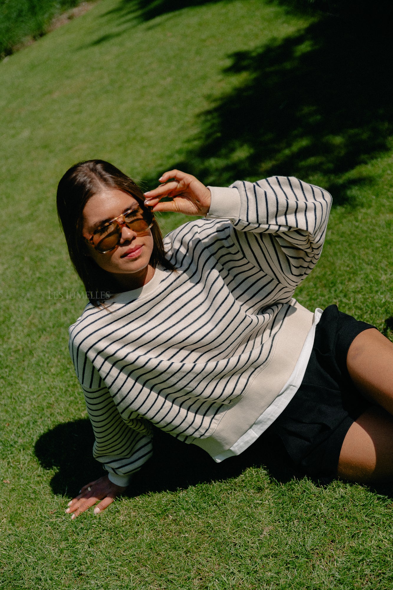 Camille striped sweater ecru/black