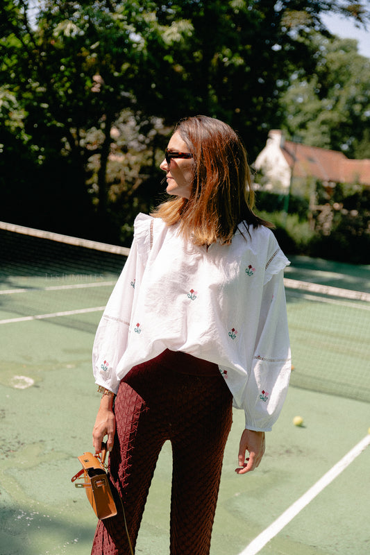 Les Jumelles Hélène embroidered blouse white