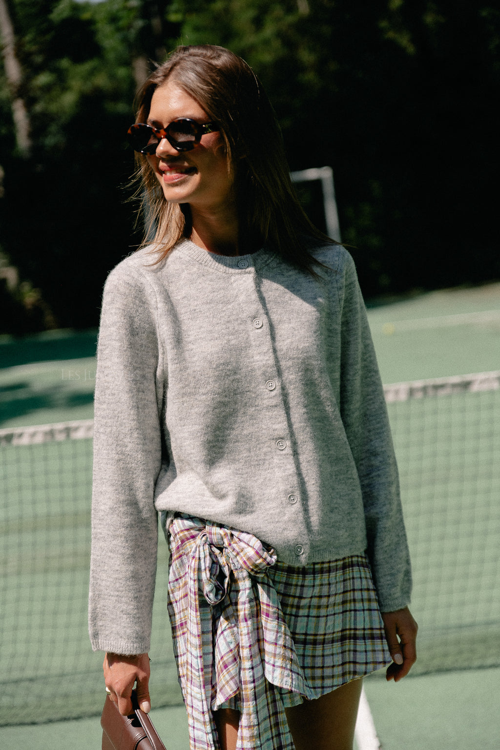 SLFLulu LS knit cardigan light grey/melange