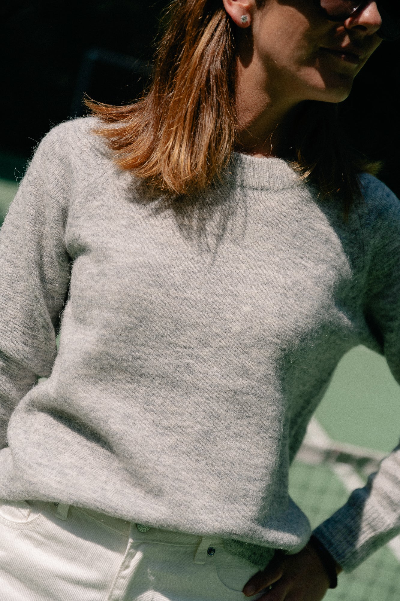 SLFLulu LS knit O-neck light grey melange