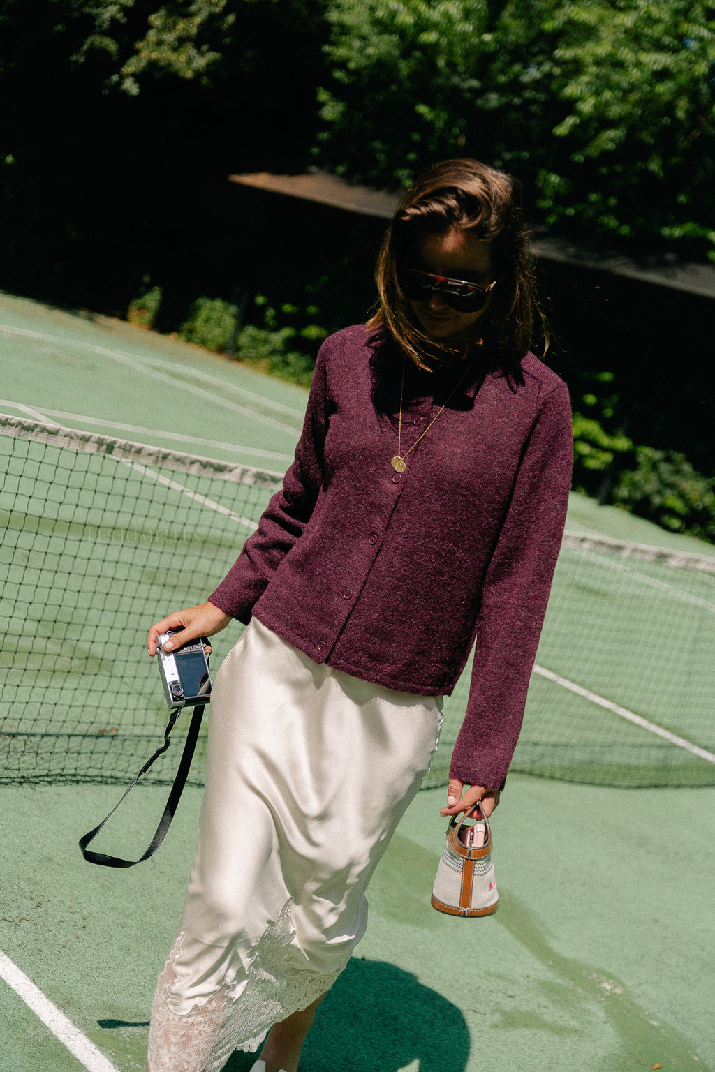 SLFLulu LS knit cardigan fig/melange