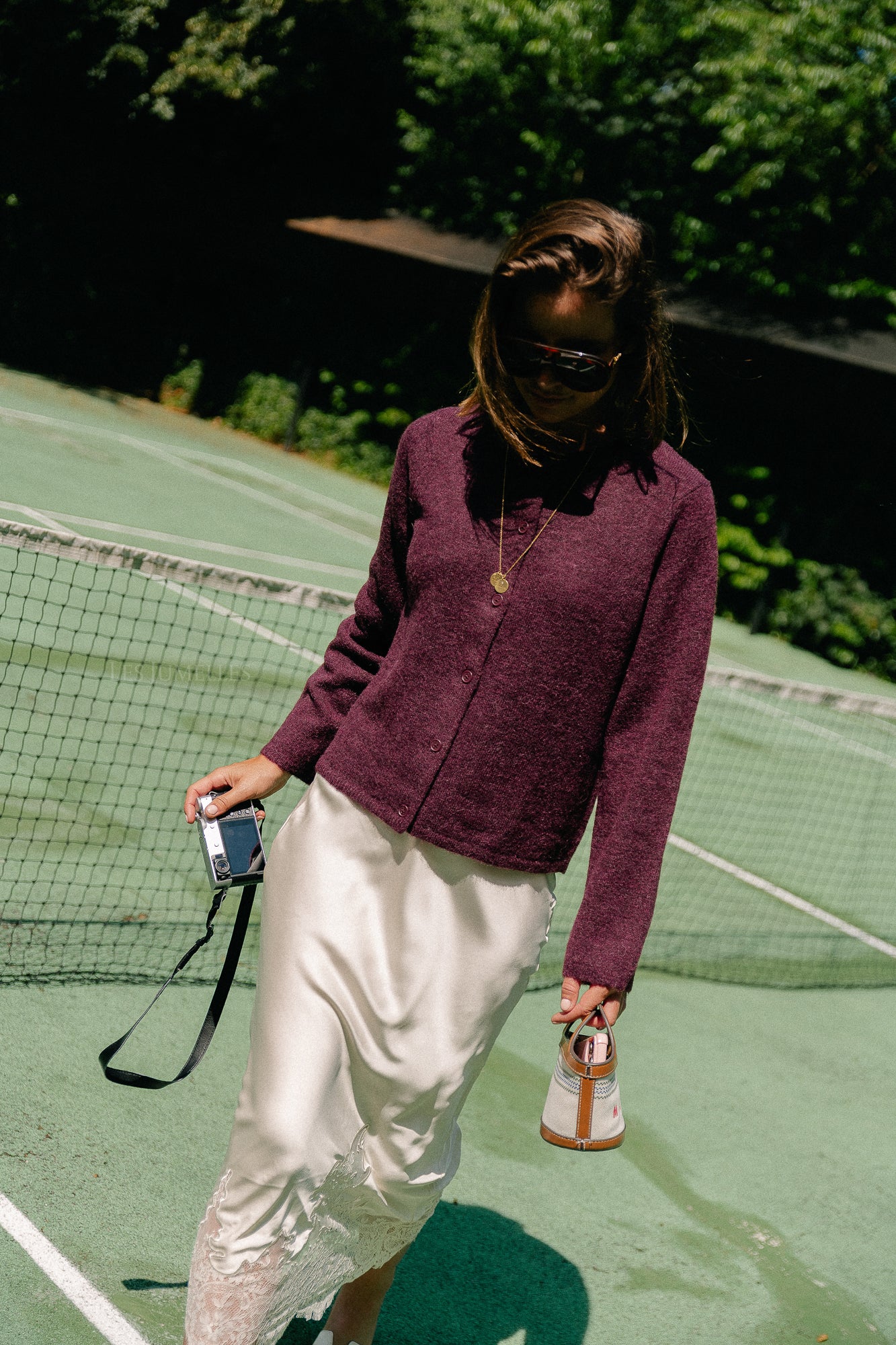 SLFLulu LS knit cardigan fig/melange