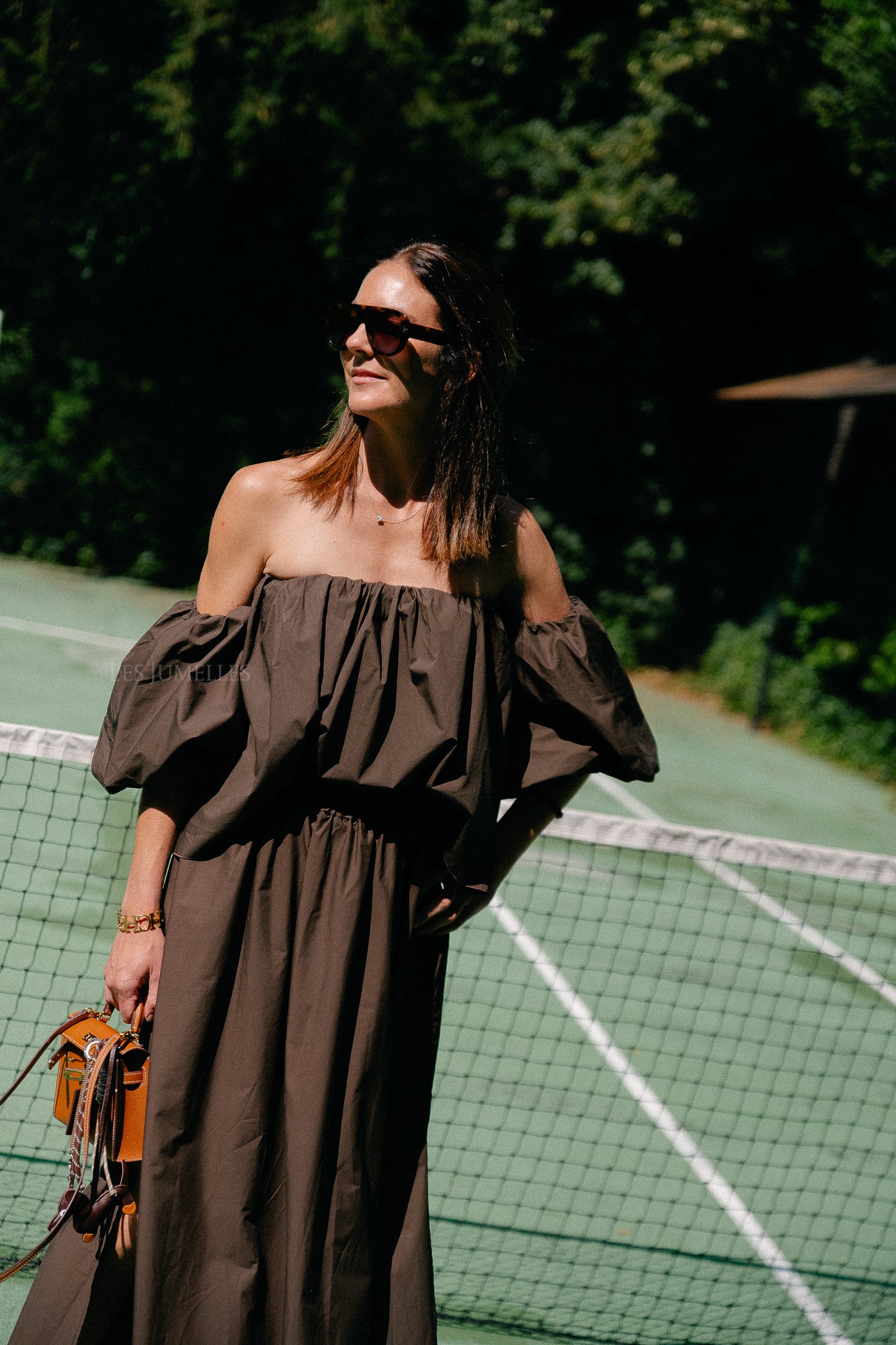 Fran off shoulder cropped blouse hot chocolate