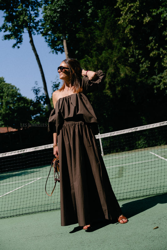 Les Jumelles Fran long skirt hot chocolate