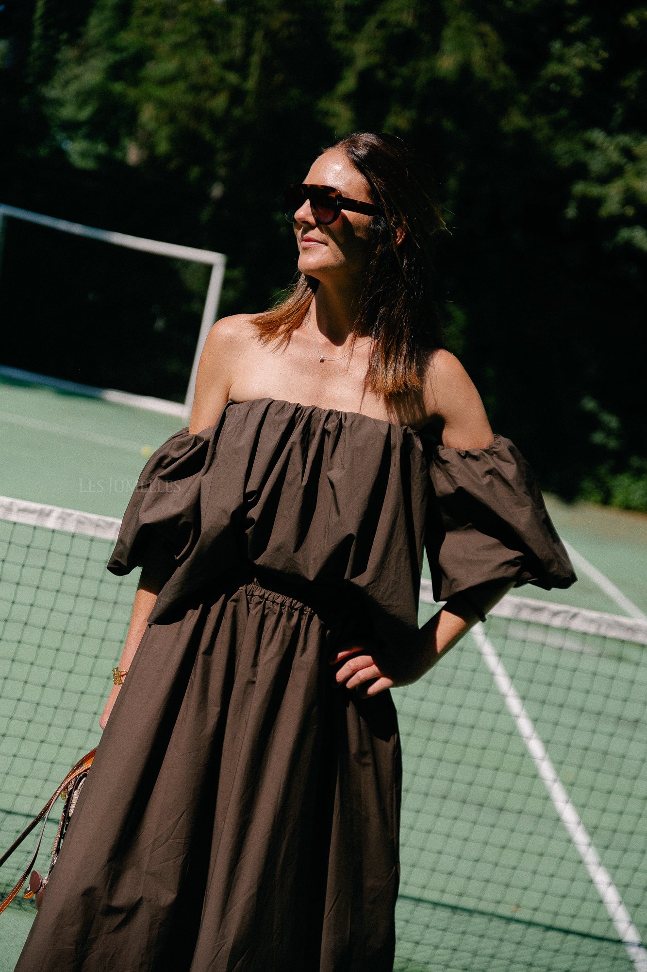 Fran off shoulder cropped blouse hot chocolate