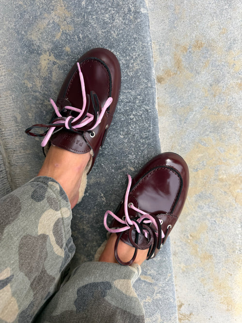 PAYasma lace fur loafers bordeaux polido