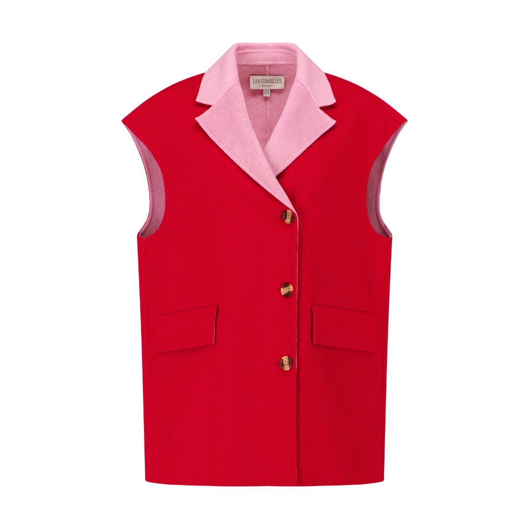Thelma wool vest cherry red/viola