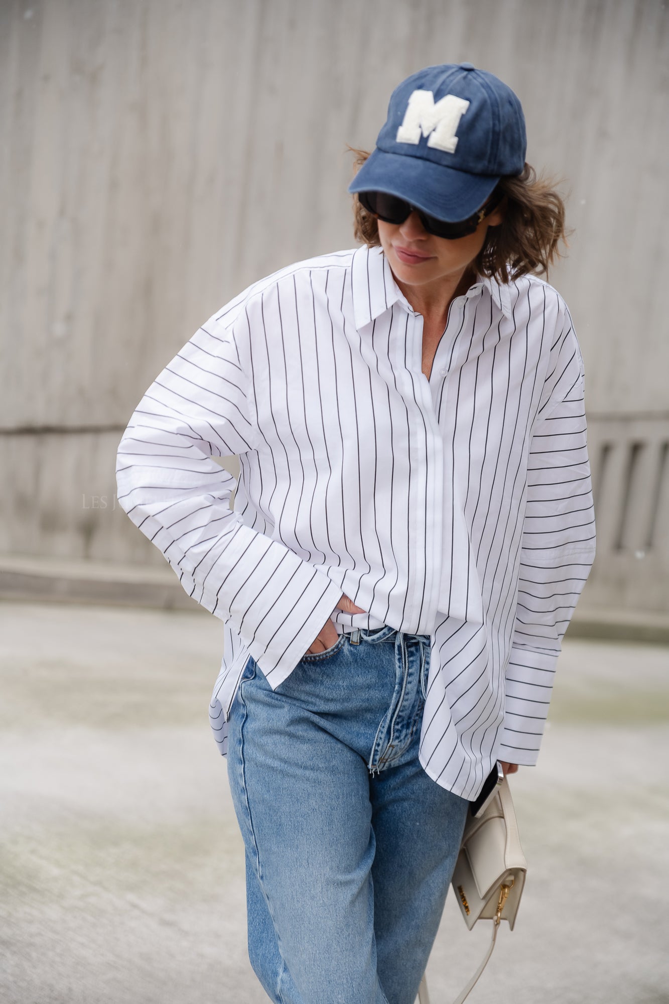 Julianna daily stripe blouse black