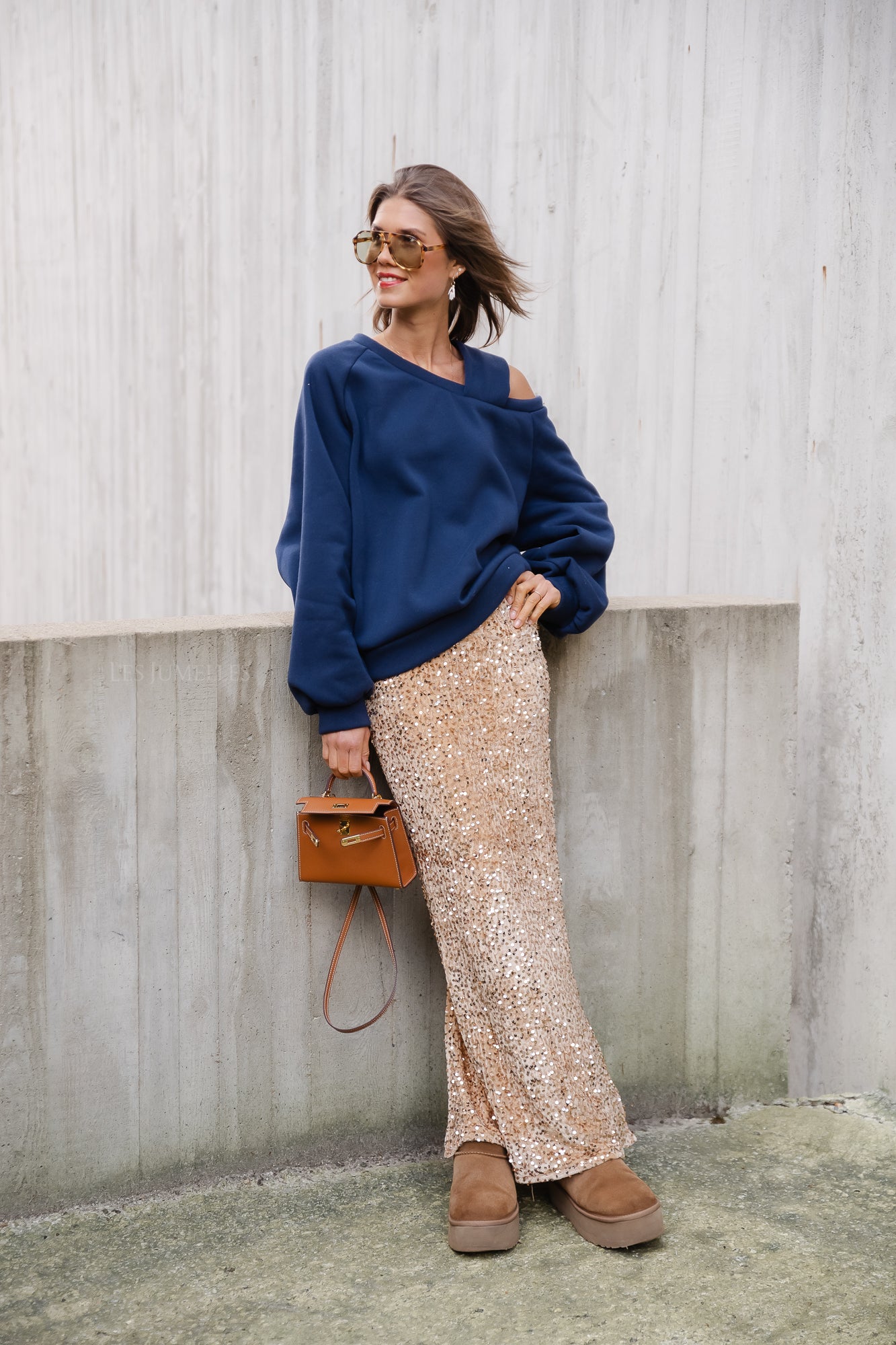 Riri extra long sequin skirt gold Les Jumelles