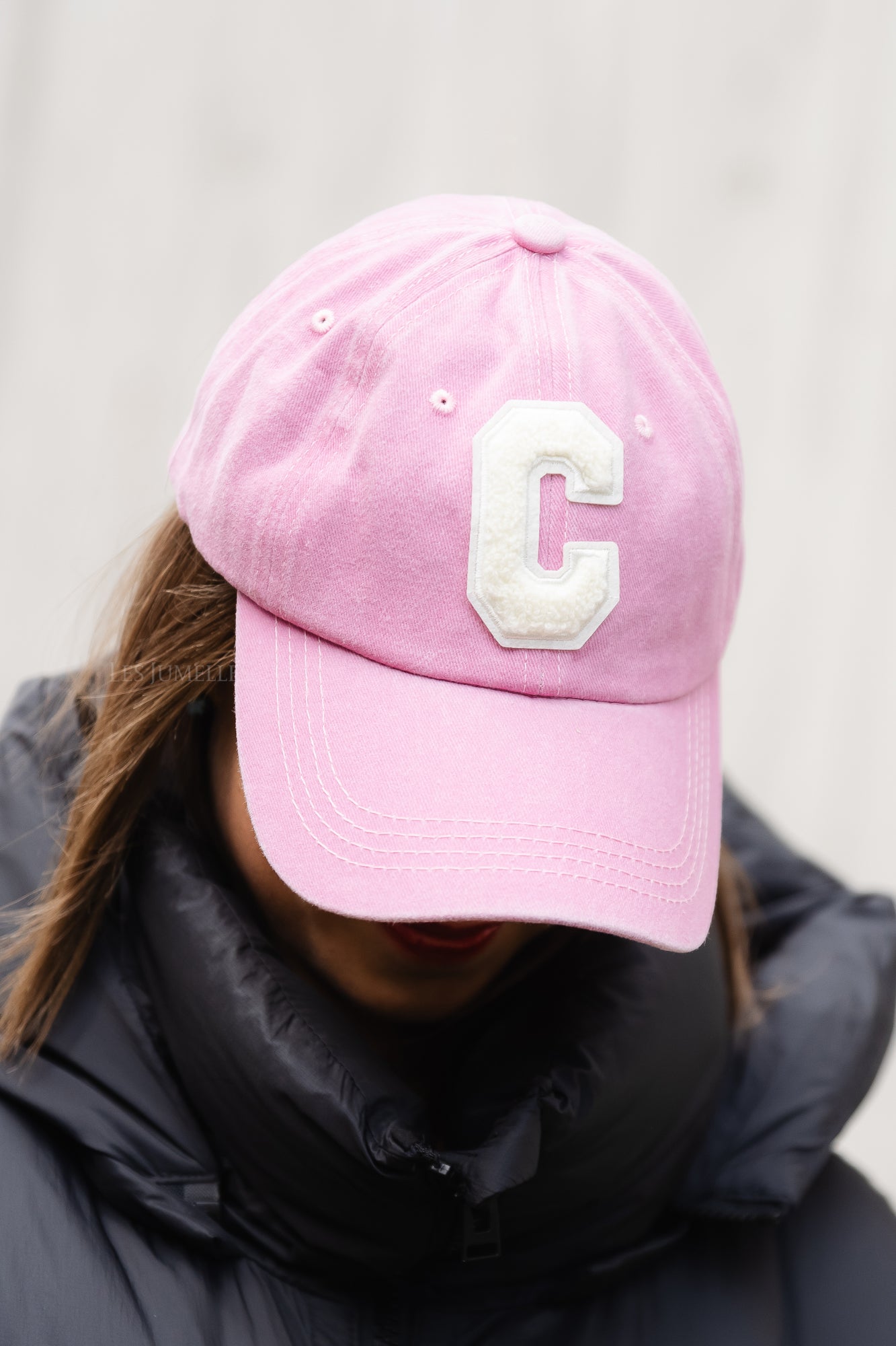 'C' Cap washed pink denim