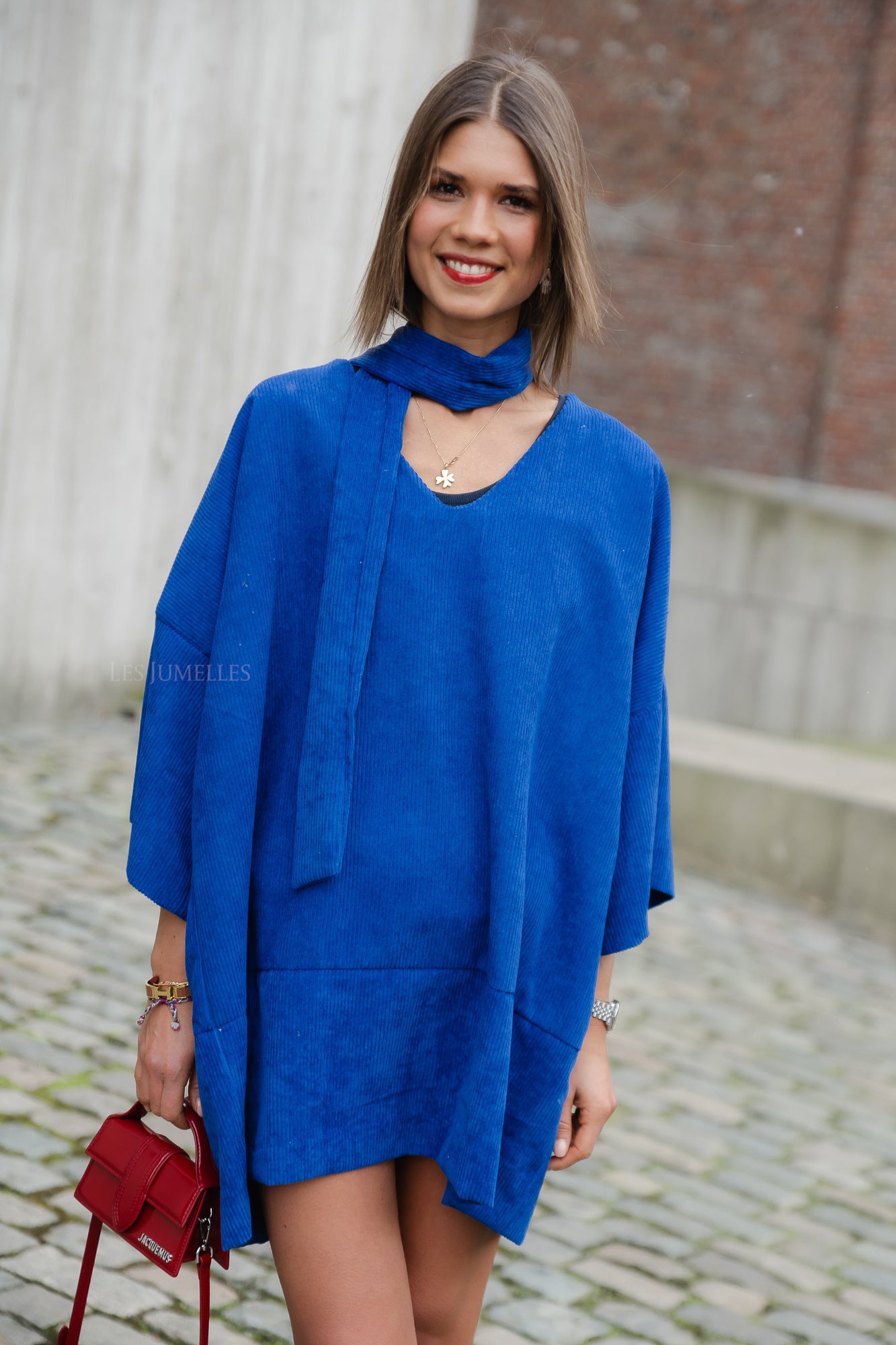 Imke short velvet dress royal blue