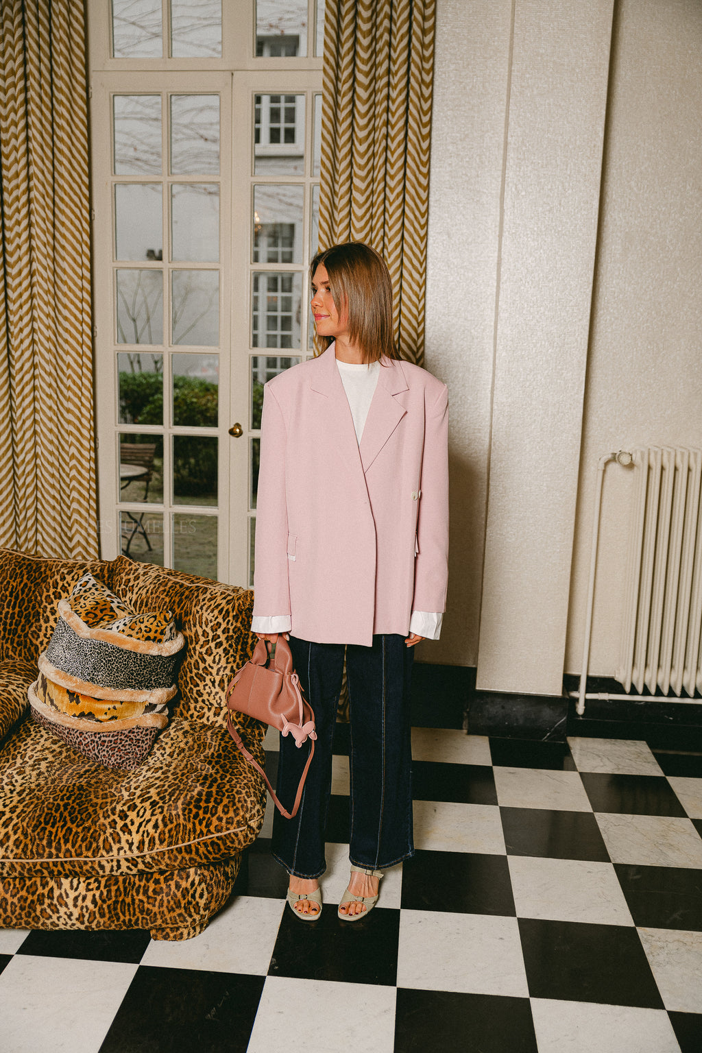 Tess oversized blazer pink