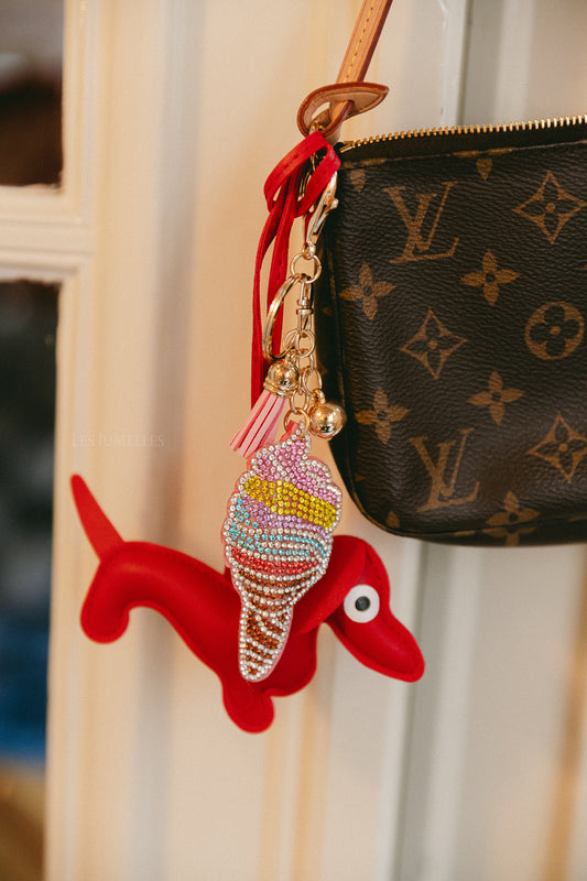 Les Jumelles Ice cream keychain strass