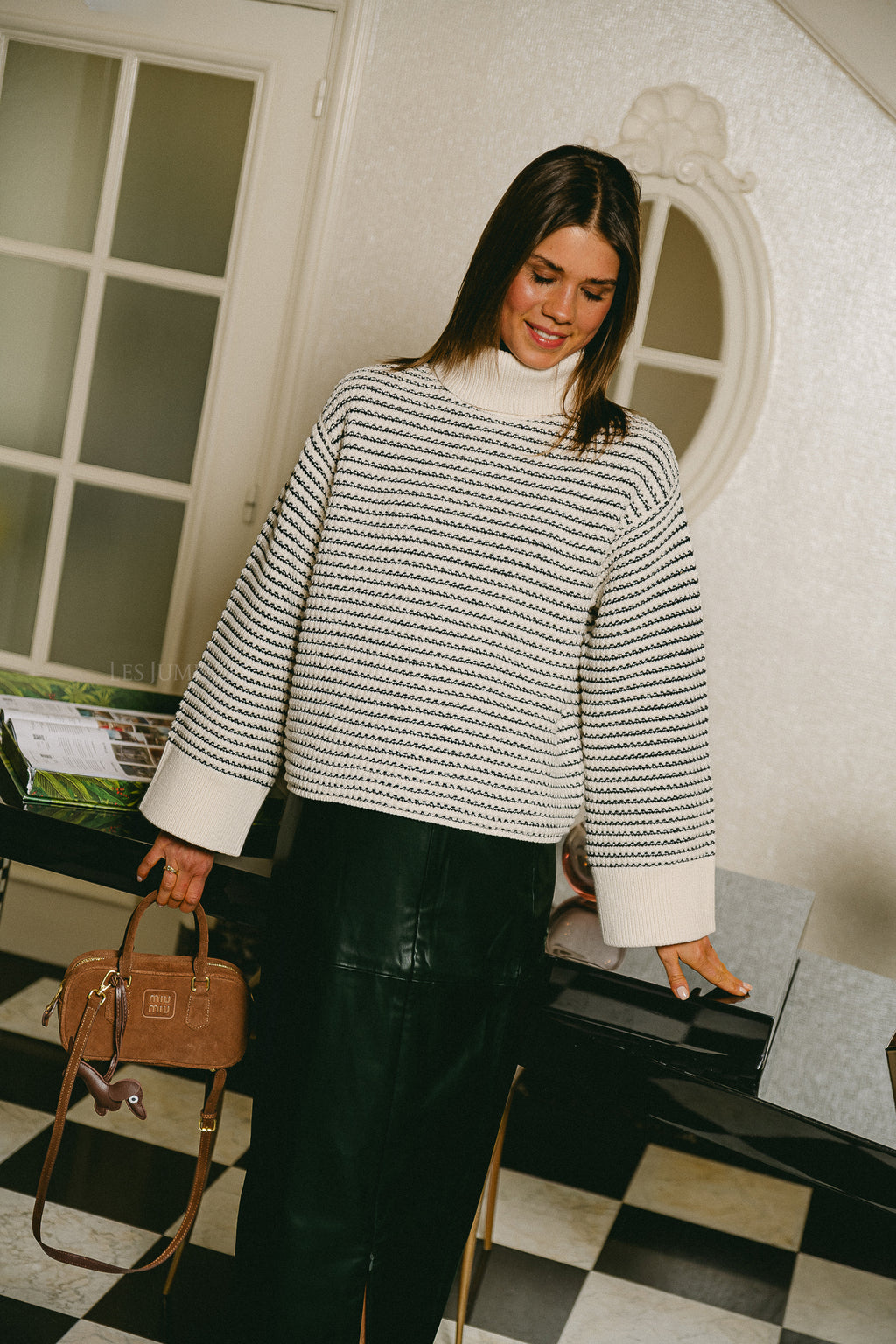 Pull col roulé en tricot YASFanto LS gardénia/blazer bleu marine