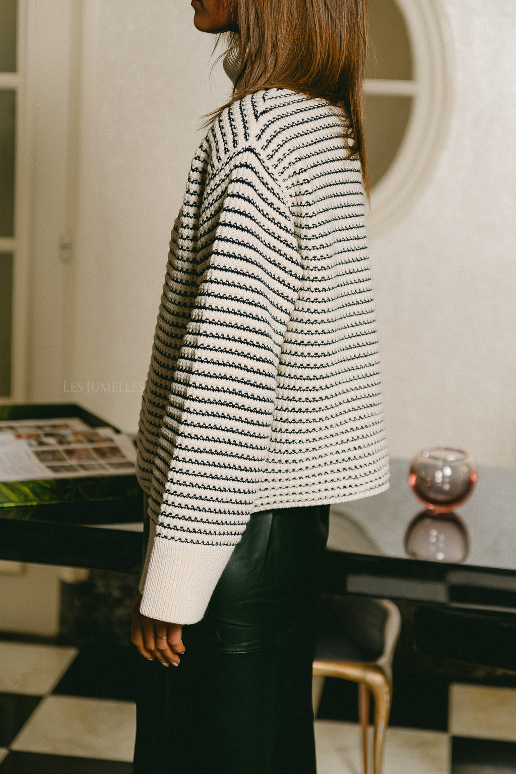 Pull col roulé en tricot YASFanto LS gardénia/blazer bleu marine