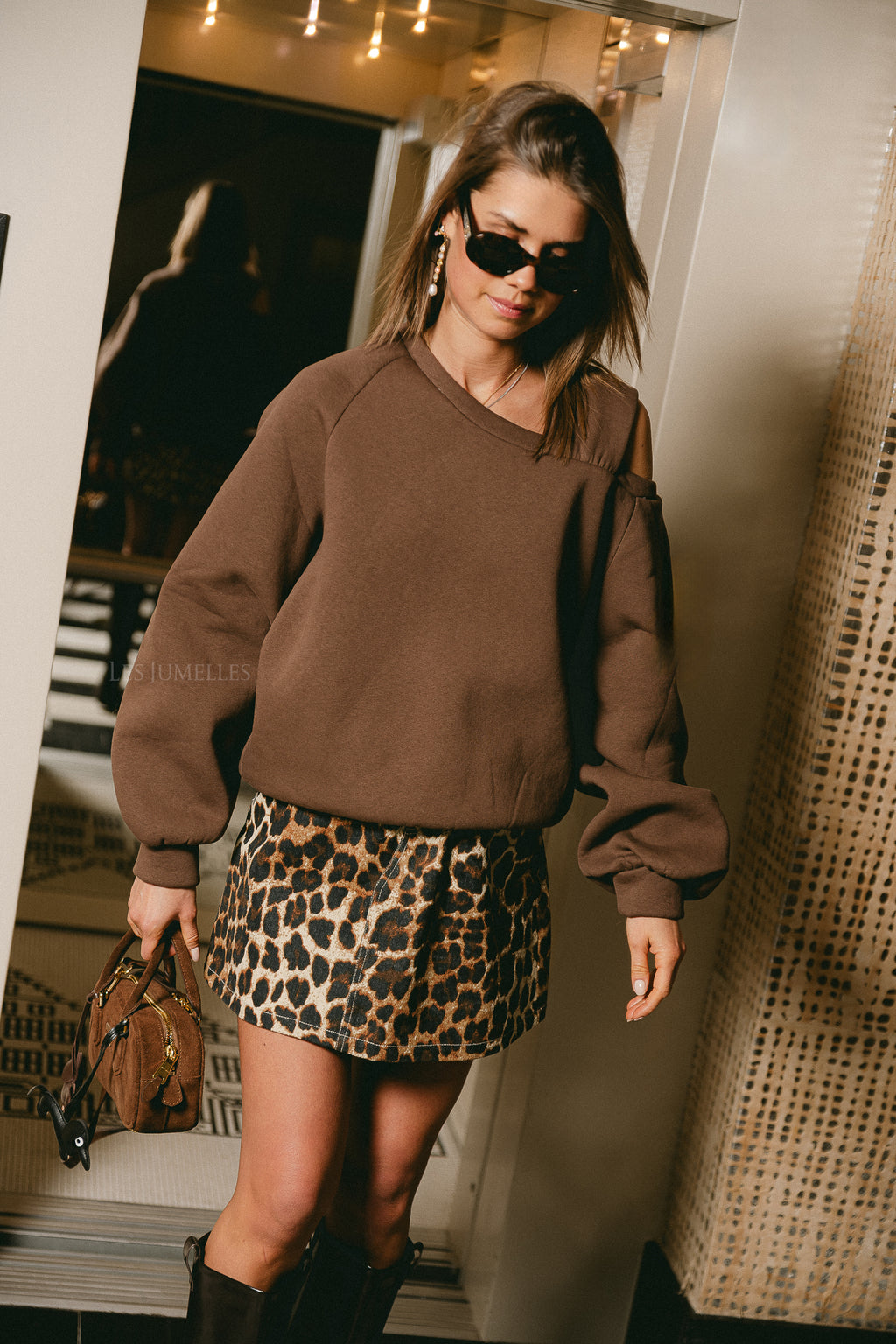 Jodie denim skirt leopard
