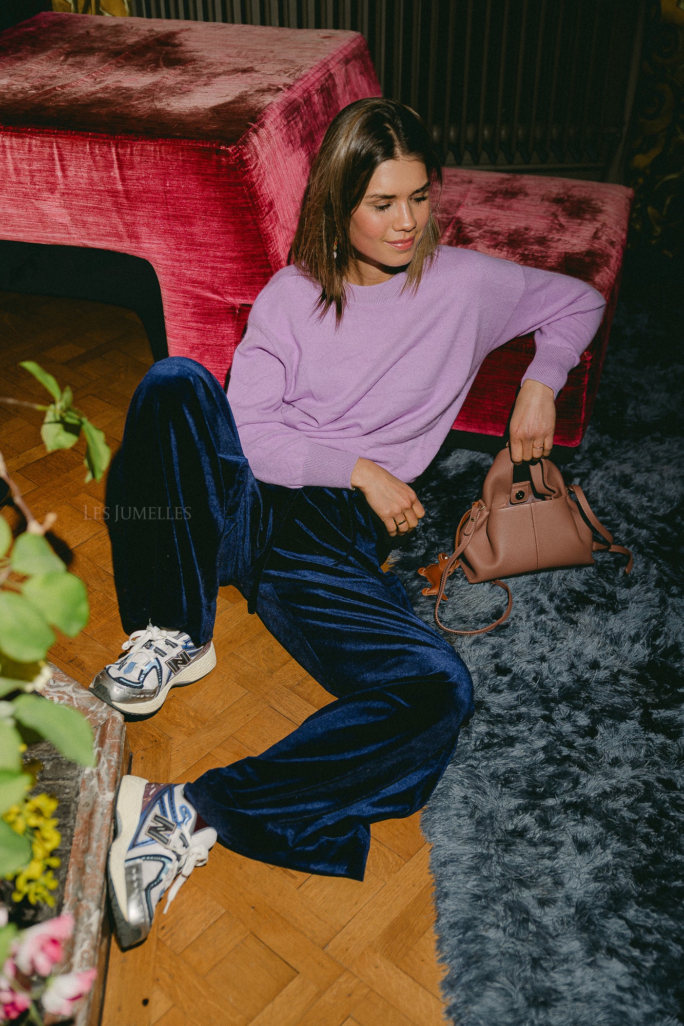 Veda-Hose aus Samt navy