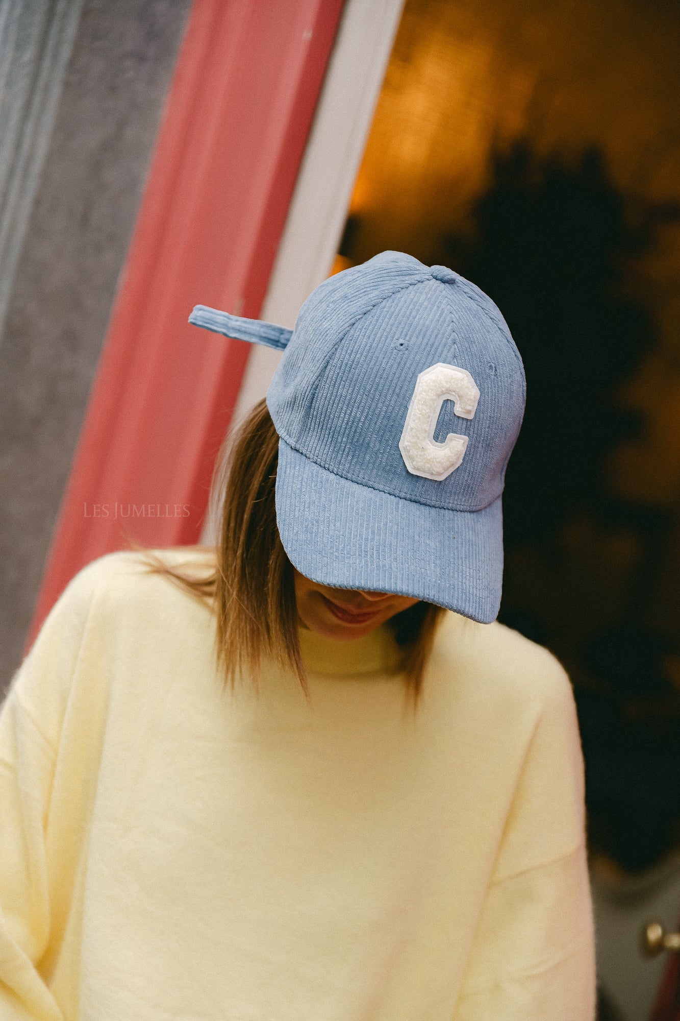 'C' Cap velvet sky blue