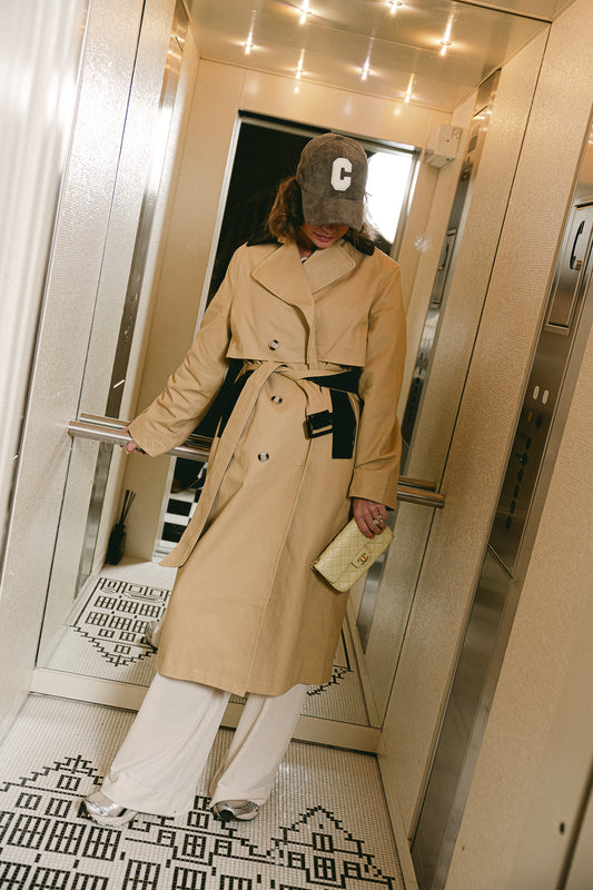 Les Jumelles Aiko trenchcoat beige met zwart